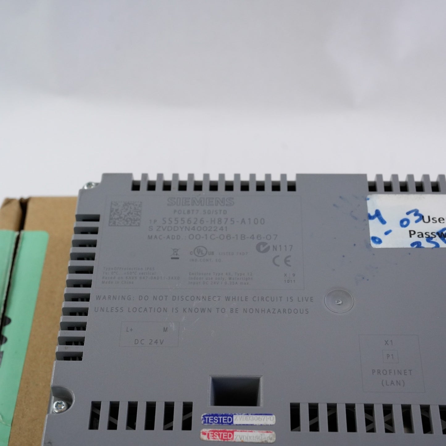 Siemens POL8T7.50/STD Touch Panel SS5626-H875-A100 P0L8T7.50/STD - Open Box
