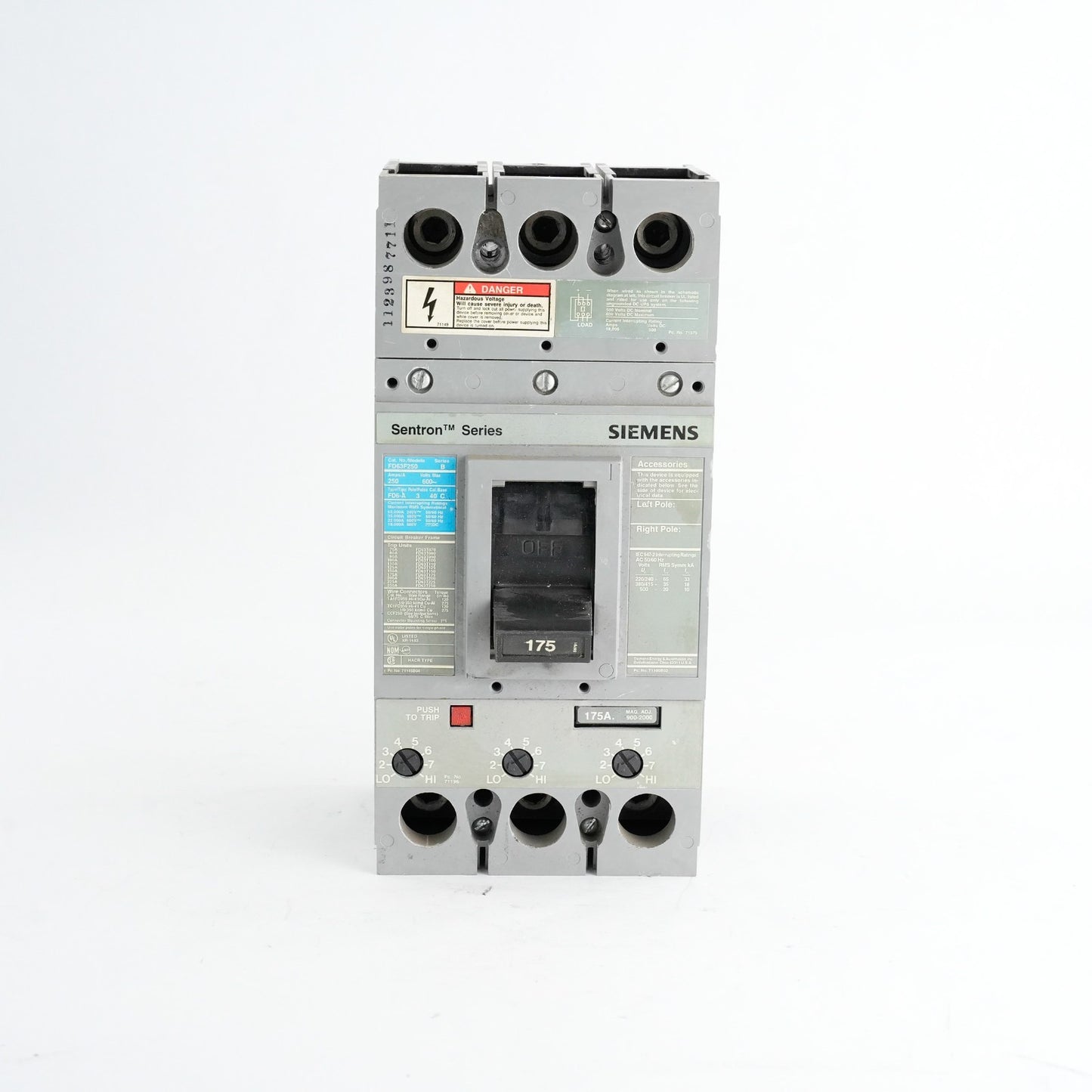 Siemens FD63F250 /B Sentron Series Breaker 250A 600V 3-Pole