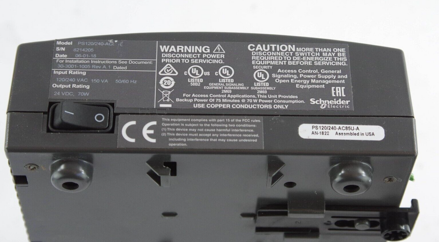 Schneider PS120/240-AC85U-A PS120/240AC85UA PS 120/240 AC 85-U Andover Continuum
