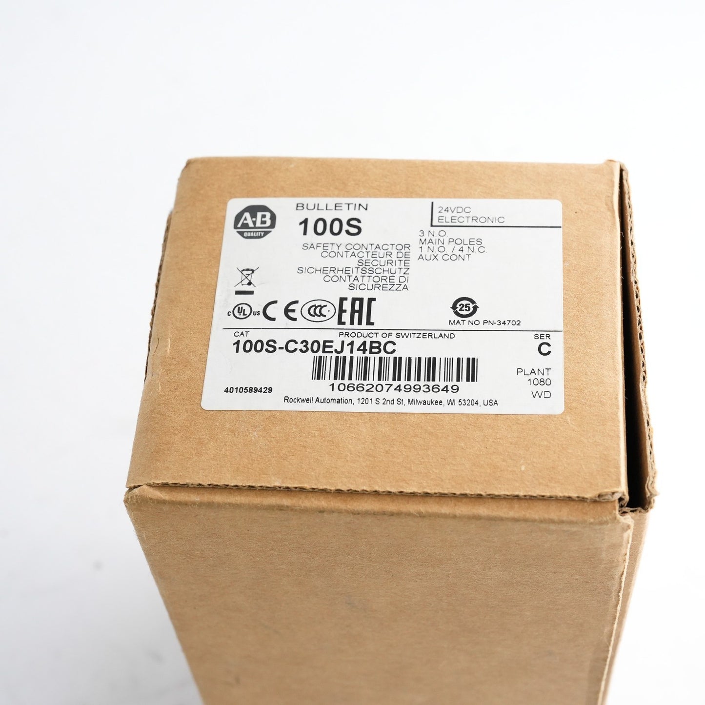 Allen Bradley 100S-C30EJ14BC /C 24VDC Safety Contactor 100-S /B - Open Box