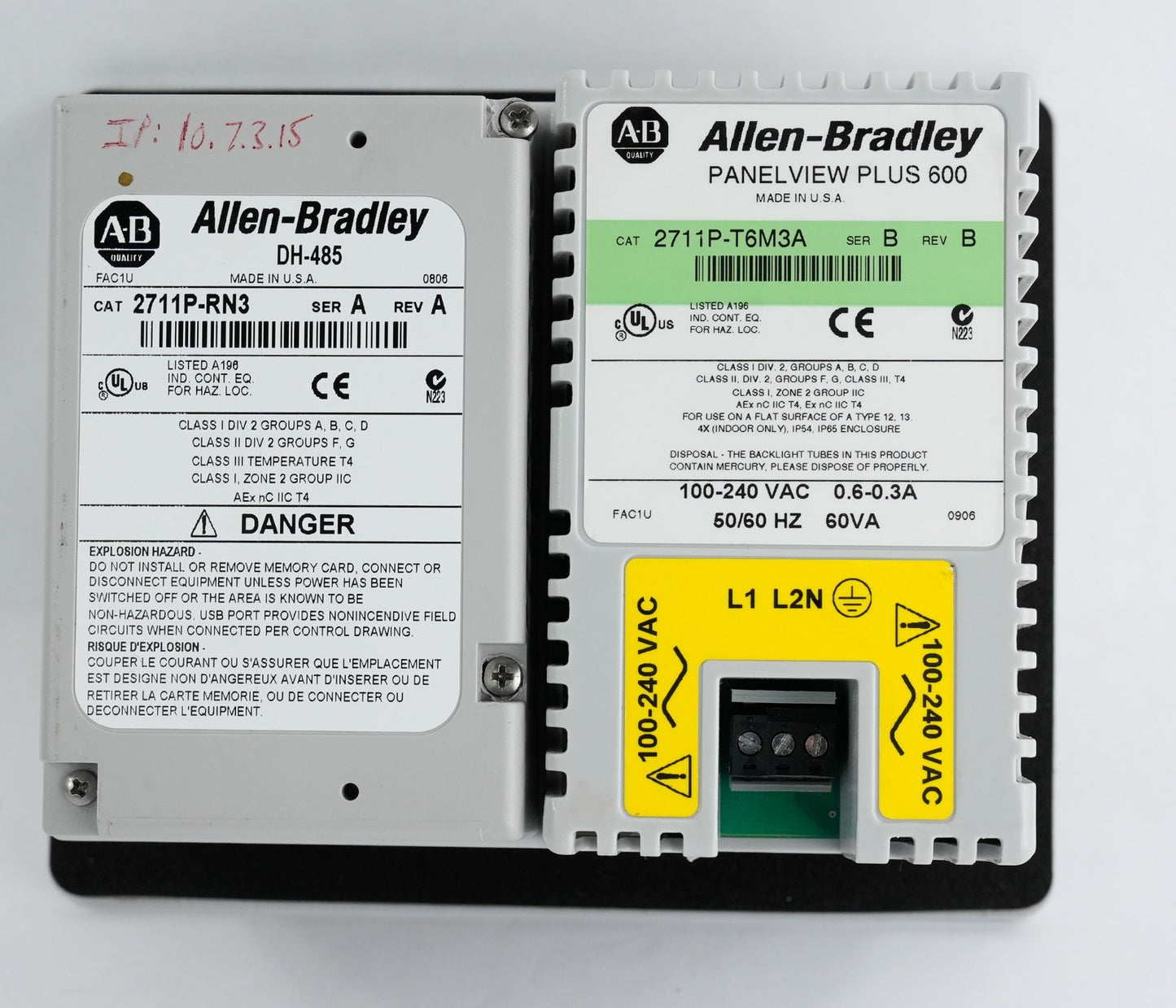 Allen Bradley 2711P-T6M3A /B Rev B PanelView Plus 600 2711PT6M3A