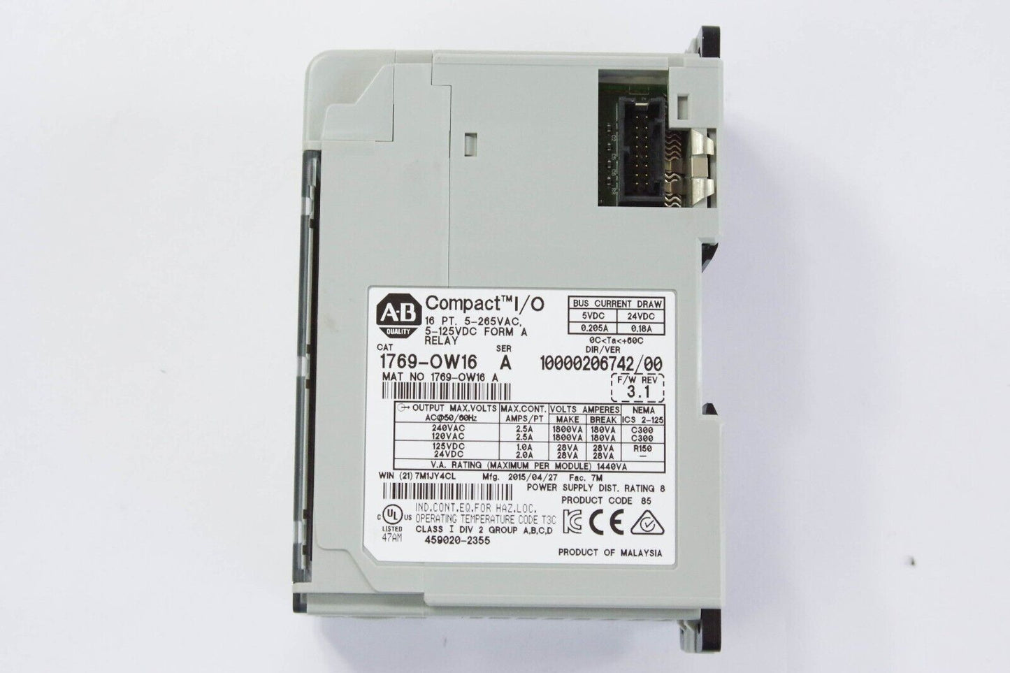 Allen Bradley 1769-OW16 CompactLogix Relay Output Ser A