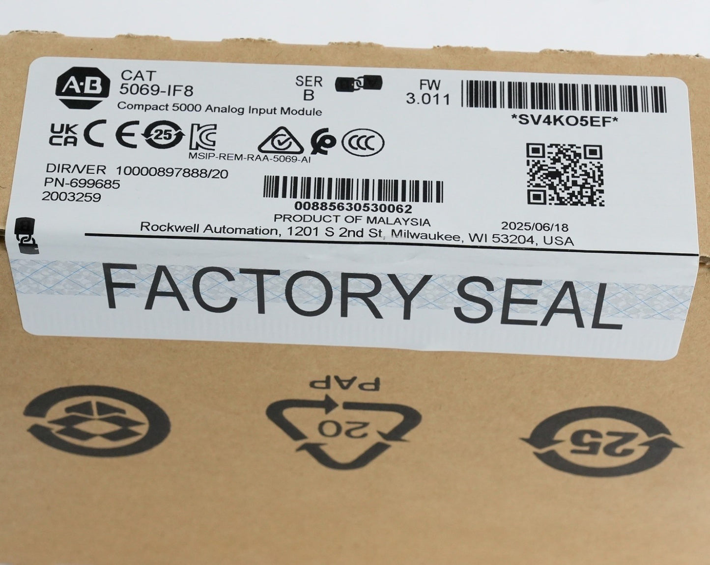 Allen Bradley 5069-IF8 /B Compact 5000 Analog Input Module - 2025 Sealed Surplus