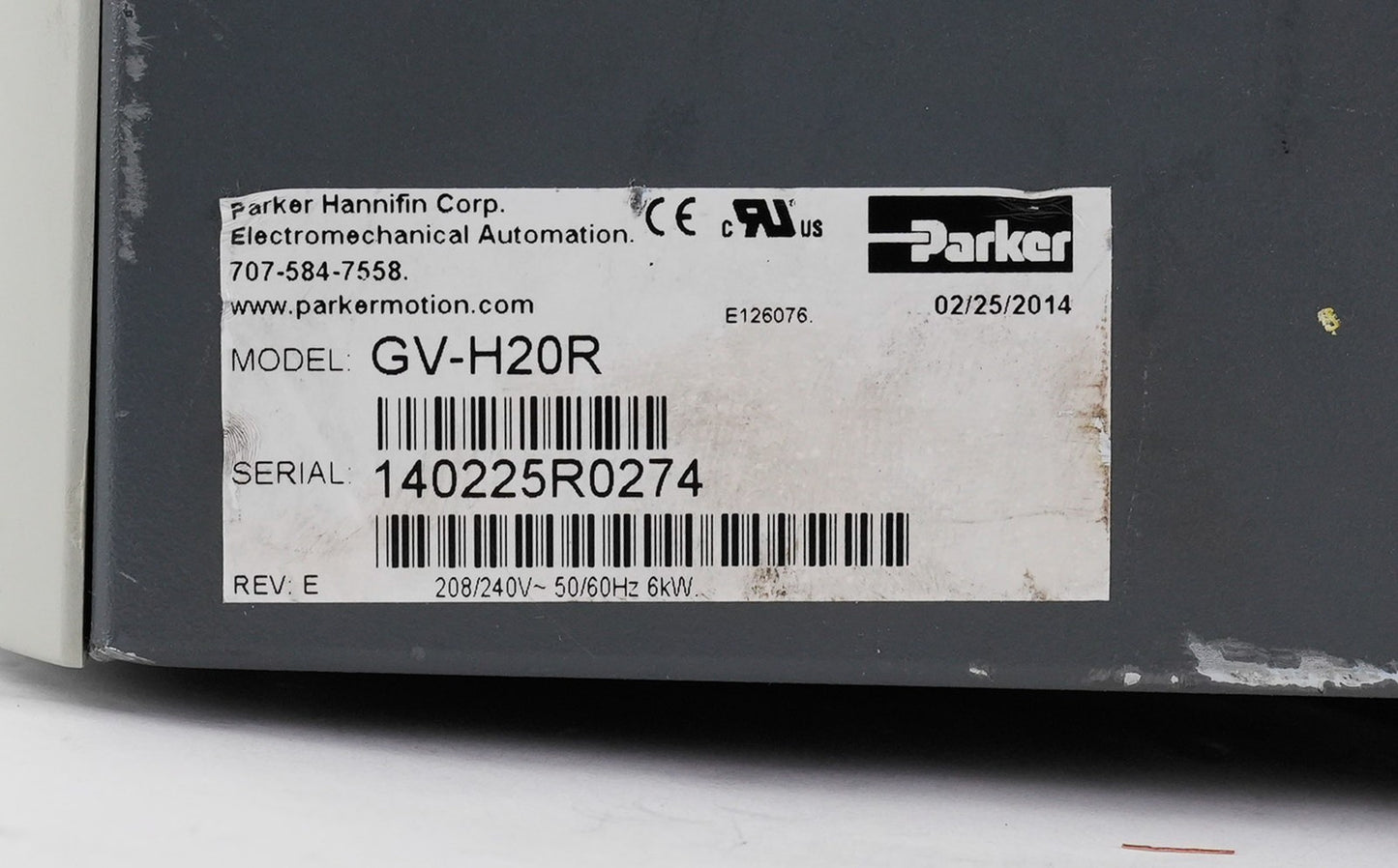 Parker GV-H20R Gemini Servo Drive Rev. E 208/240V 50/60Hz 6kW GVH20R