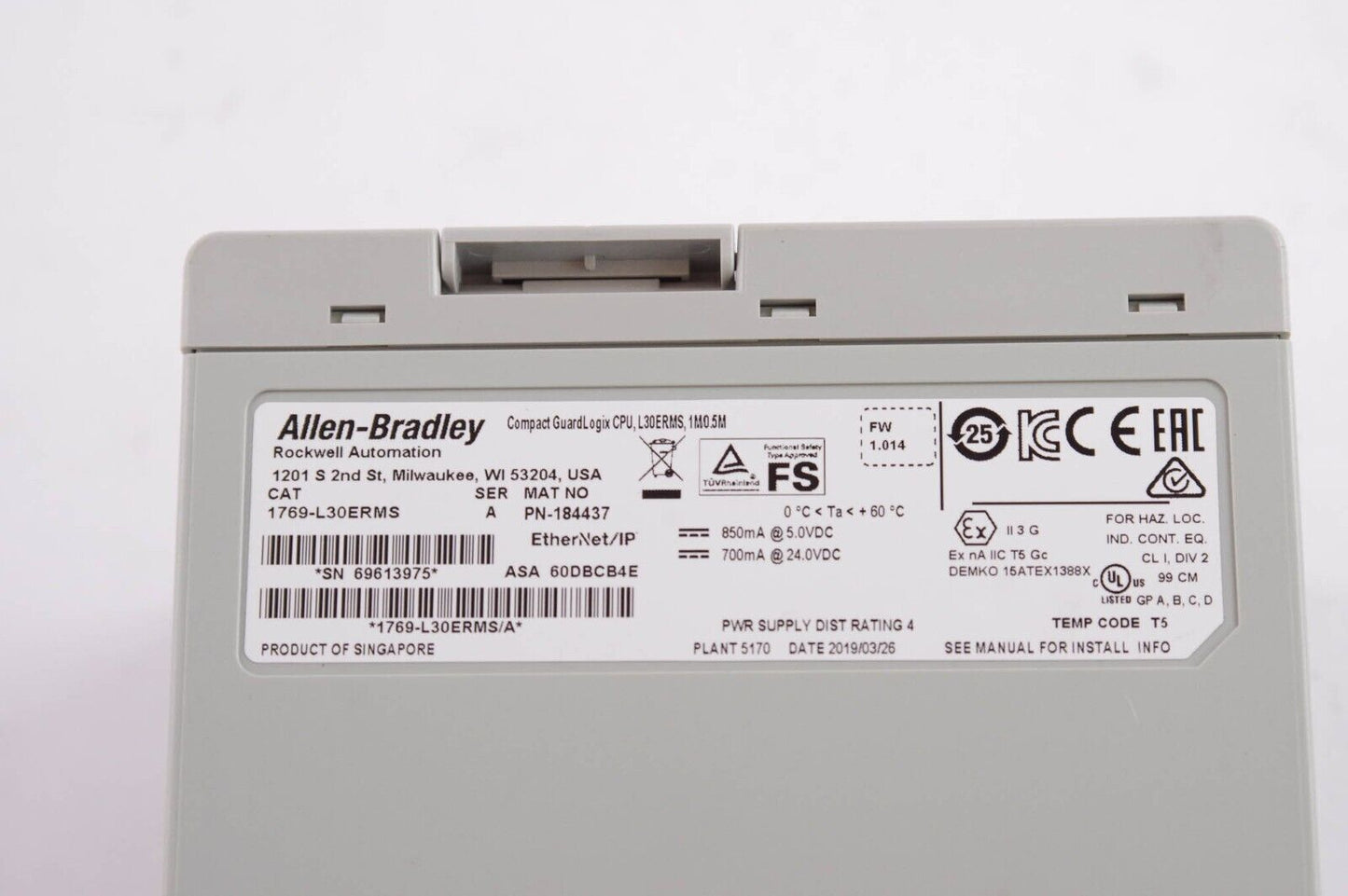 Allen Bradley 1769-L30ERMS / 1769L30ERMS Ser A Compact GuardLogix CPU