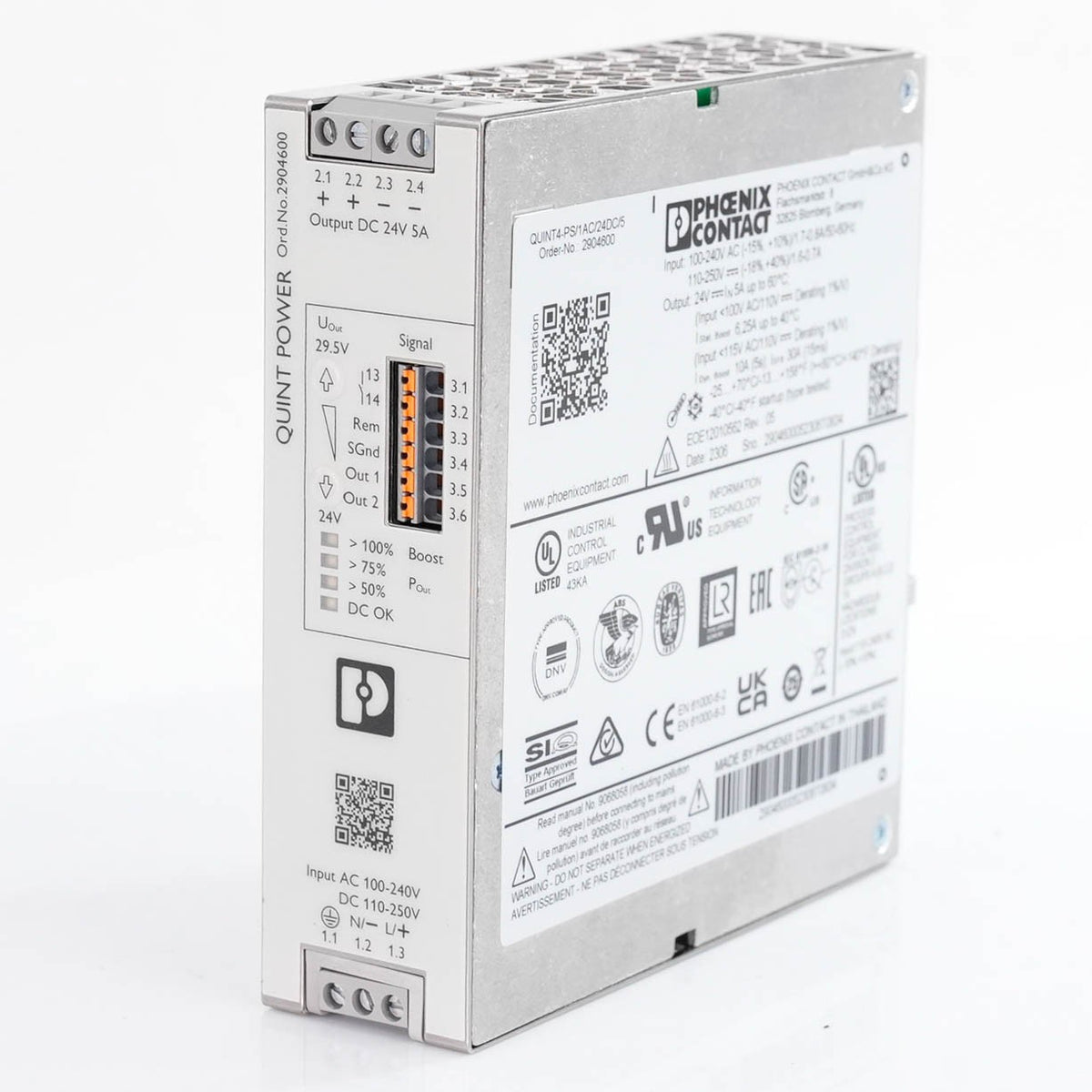 Phoenix Contact 2904600 Quint4-PS/1AC/24DC/20 Power Supply 24VDC 20A 2904600