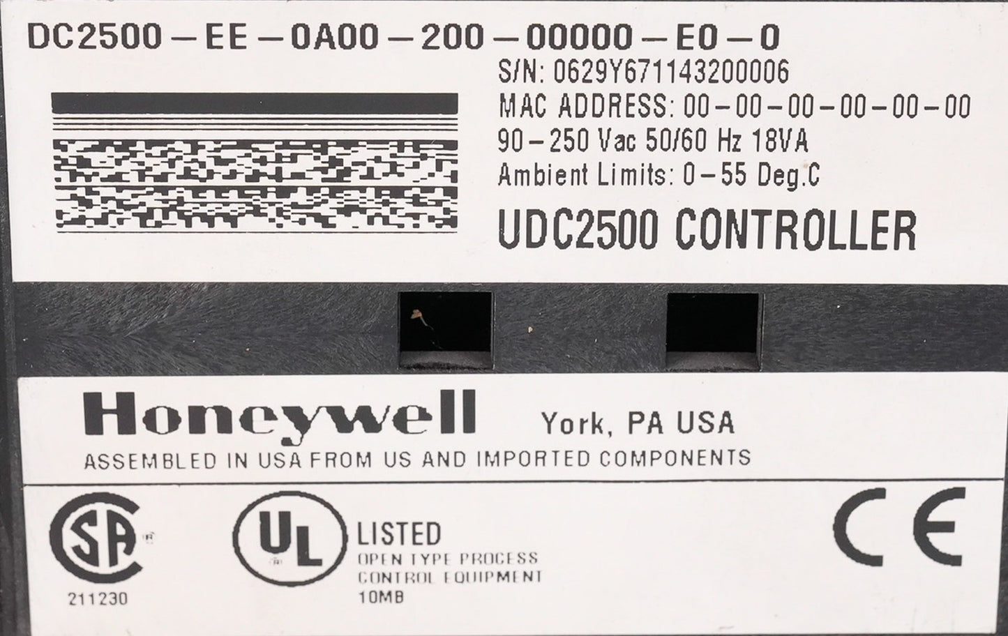 Honeywell DC2500-EE-0A00-200-00000-E0-0 UDC2500 Controller 90-250VAC