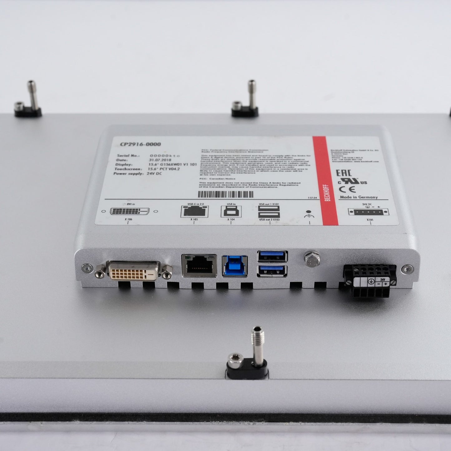 Beckhoff CP2916-0000 Industrial HMI Display Panel CP29160000 24VDC 15.6"