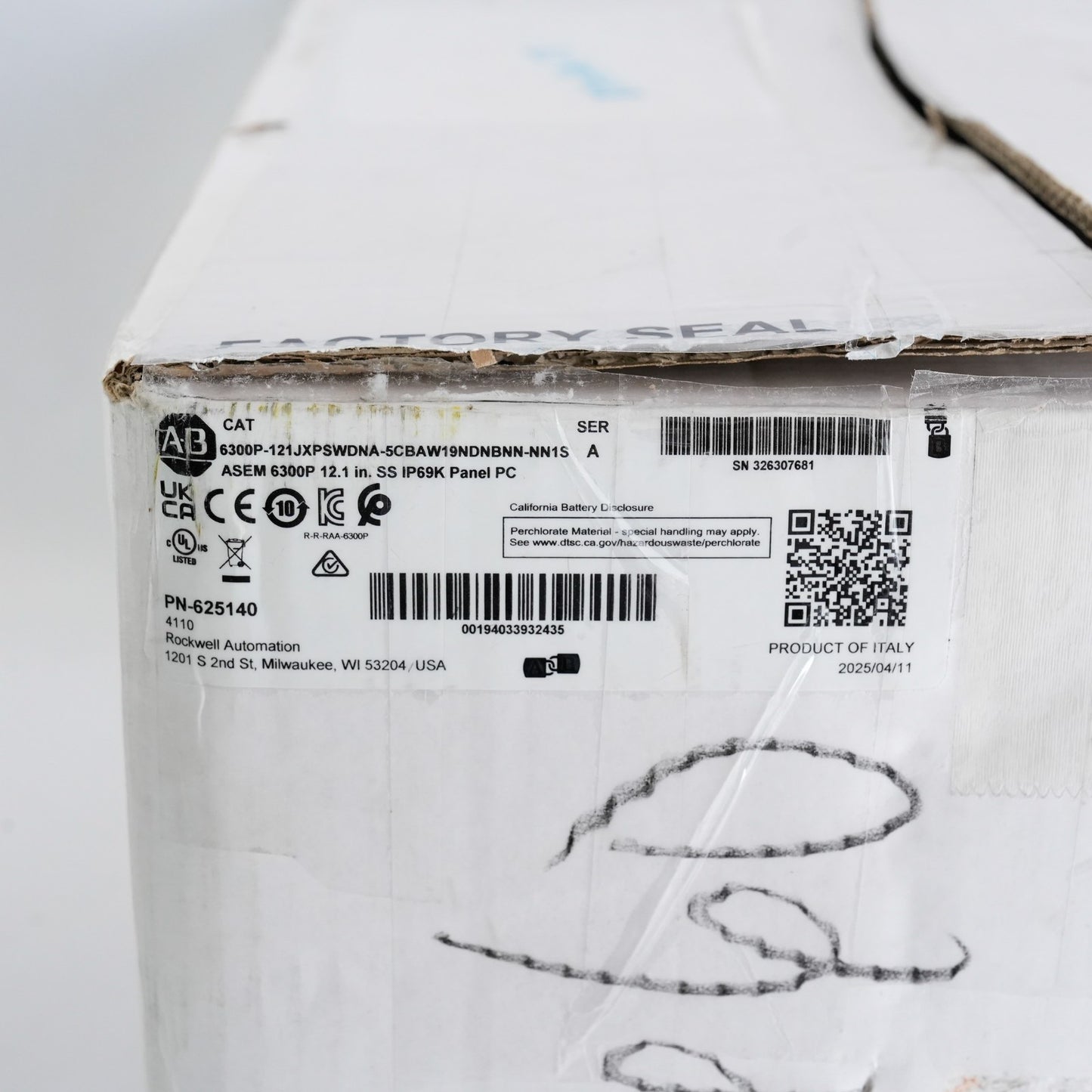2025 Allen Bradley VersaView PC 6300P-121JXPSWDNA-5CBAW19NDNBNN-NN1S /A