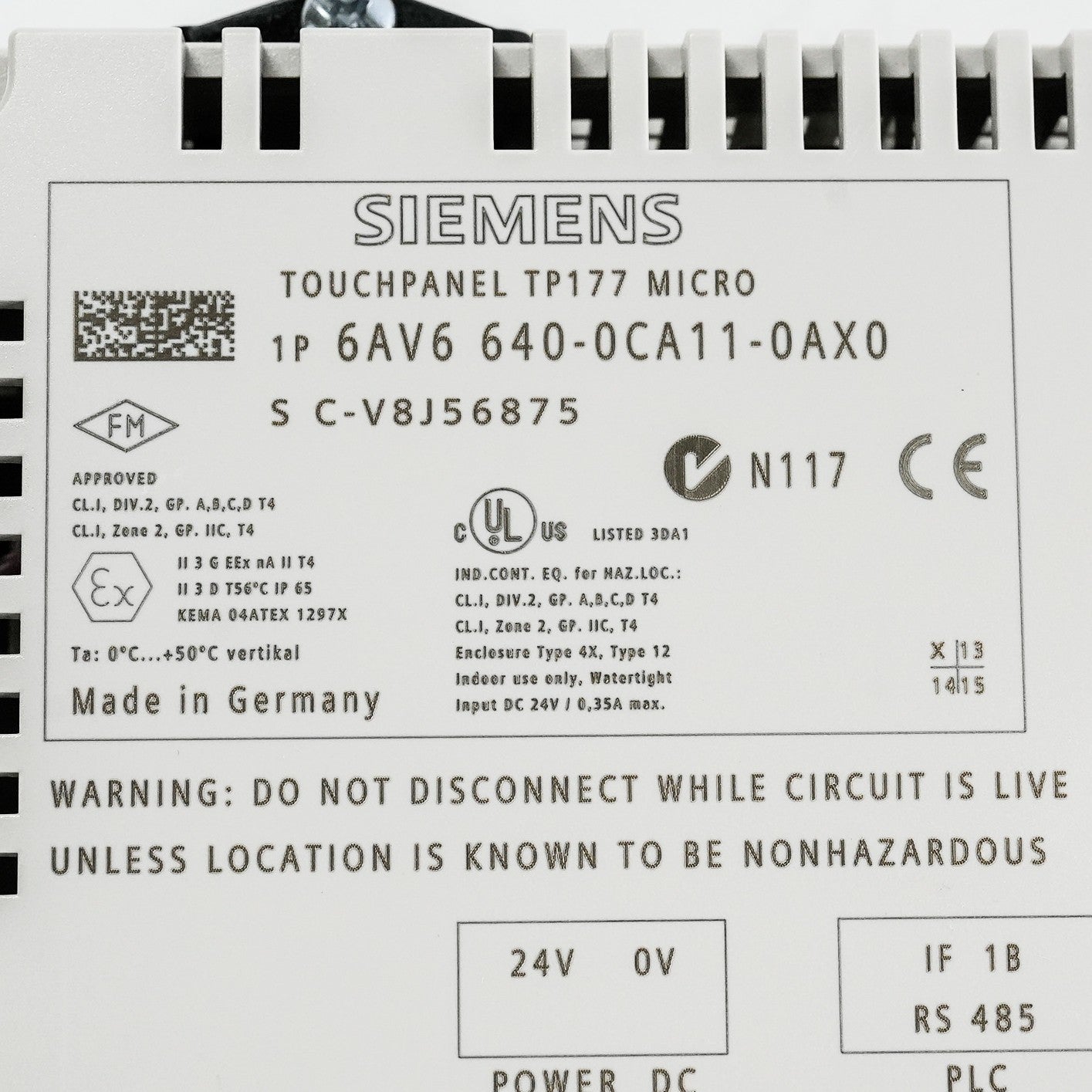 Siemens Simatic Touchpanel TP177 Micro 6AV6640-0CA11-0AX0 6AV6 640-0CA11-0AX0