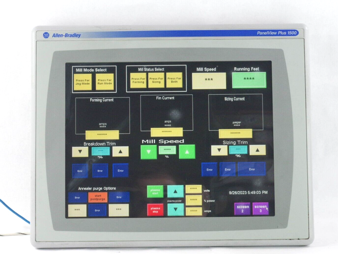 ALLEN BRADLEY 2711P-T15C4D6 SER A PANELVIEW PLUS 1500 + 2711P-RP6 /F RDT15C