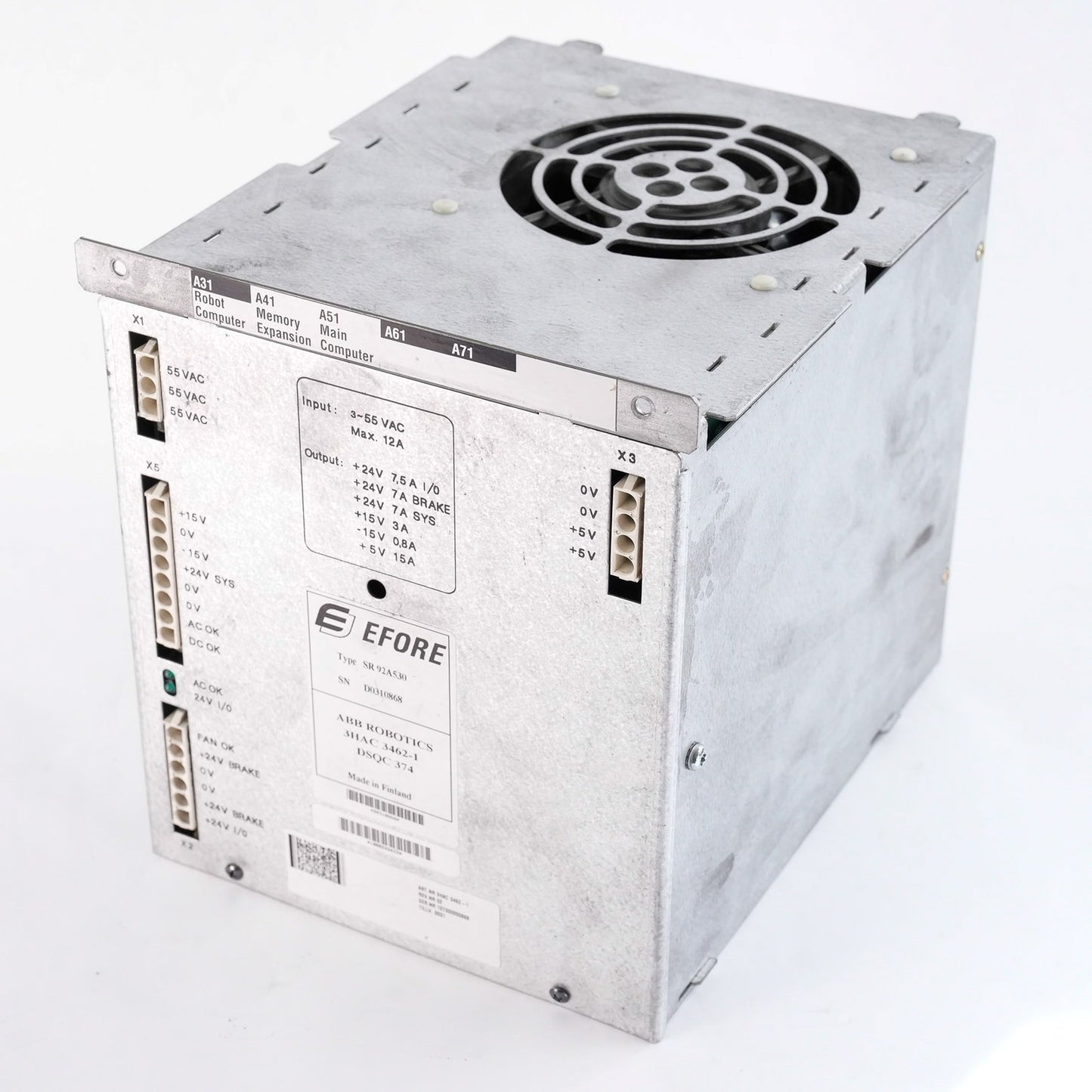 ABB Robotics EFORE SR 92A530 Power Supply Module 3HAC 3462-1 DSQC 374