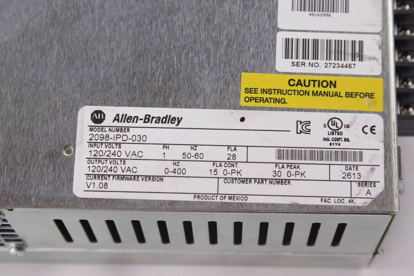 Allen Bradley 2098-IPD-030 /A Ultra 5000 Positioning Drive - Excellent Condition