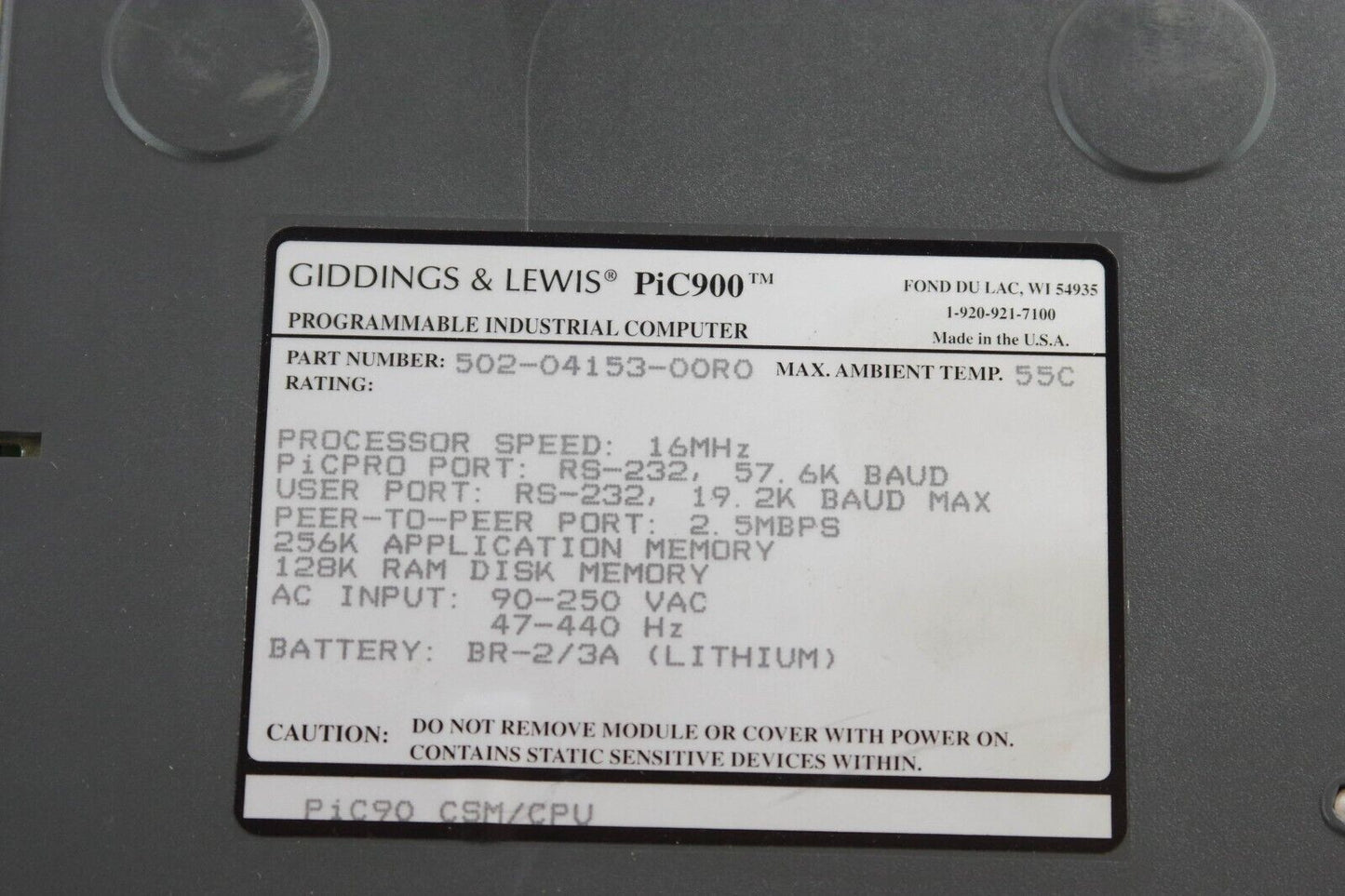 Giddings & Lewis 502-04153-00R0 / 5020415300R0 PiC900 Industrial Computer