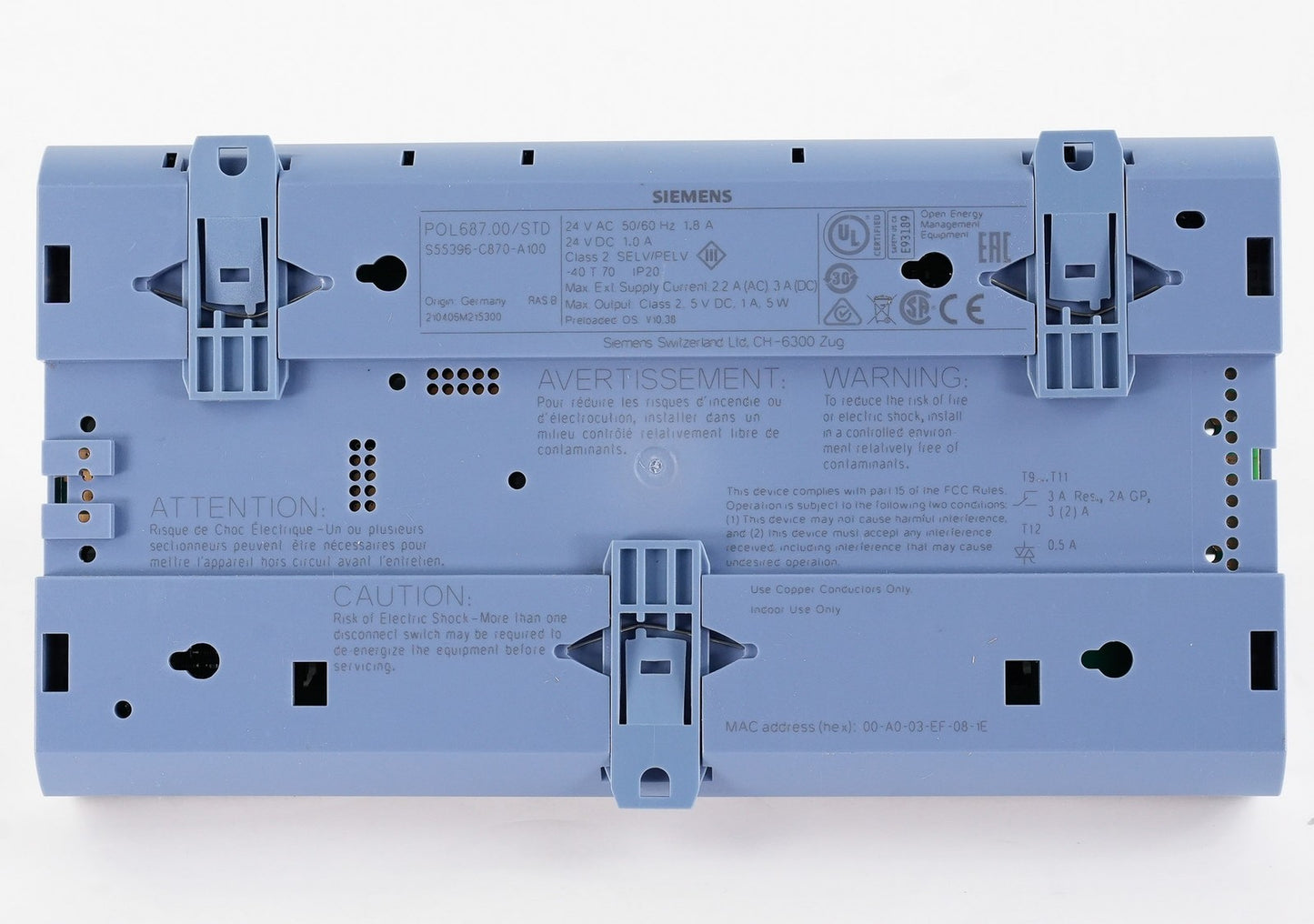 Siemens POL687.00/STD RAS B S55396-C870-A100 Controller Germany - Used