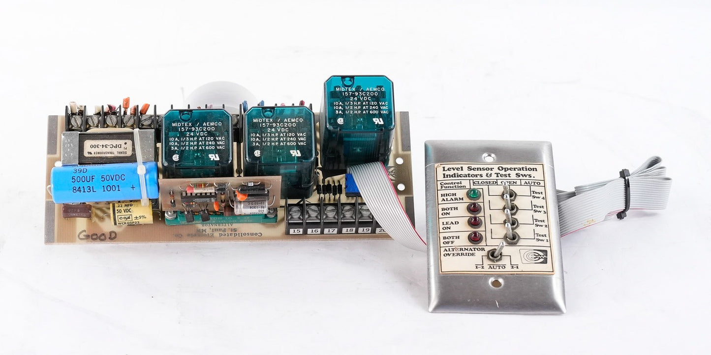 Consolidated Electric Co. CMC12 Duplex Controller-Alternator + Test Switchplate