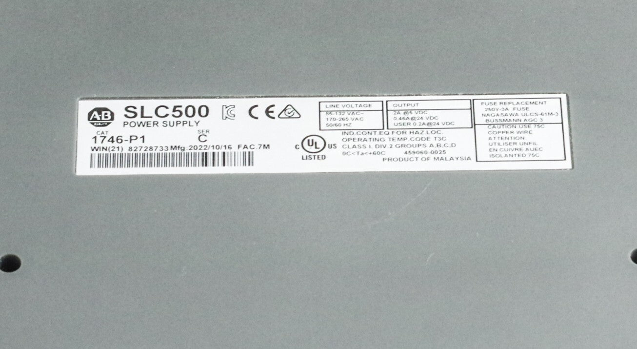 Allen Bradley 1746-P1 /C SLC 500 Power Supply Rack Module 1746P1 - Refurbished
