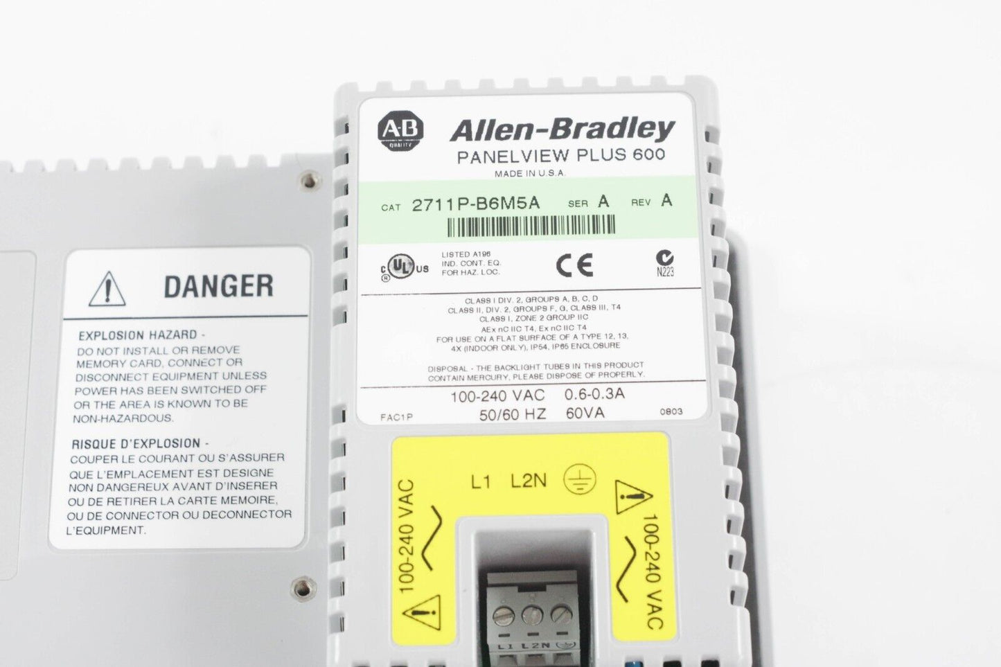 ALLEN BRADLEY 2711P-B6M5A PANELVIEW PLUS 600 6" Ser A Rev A