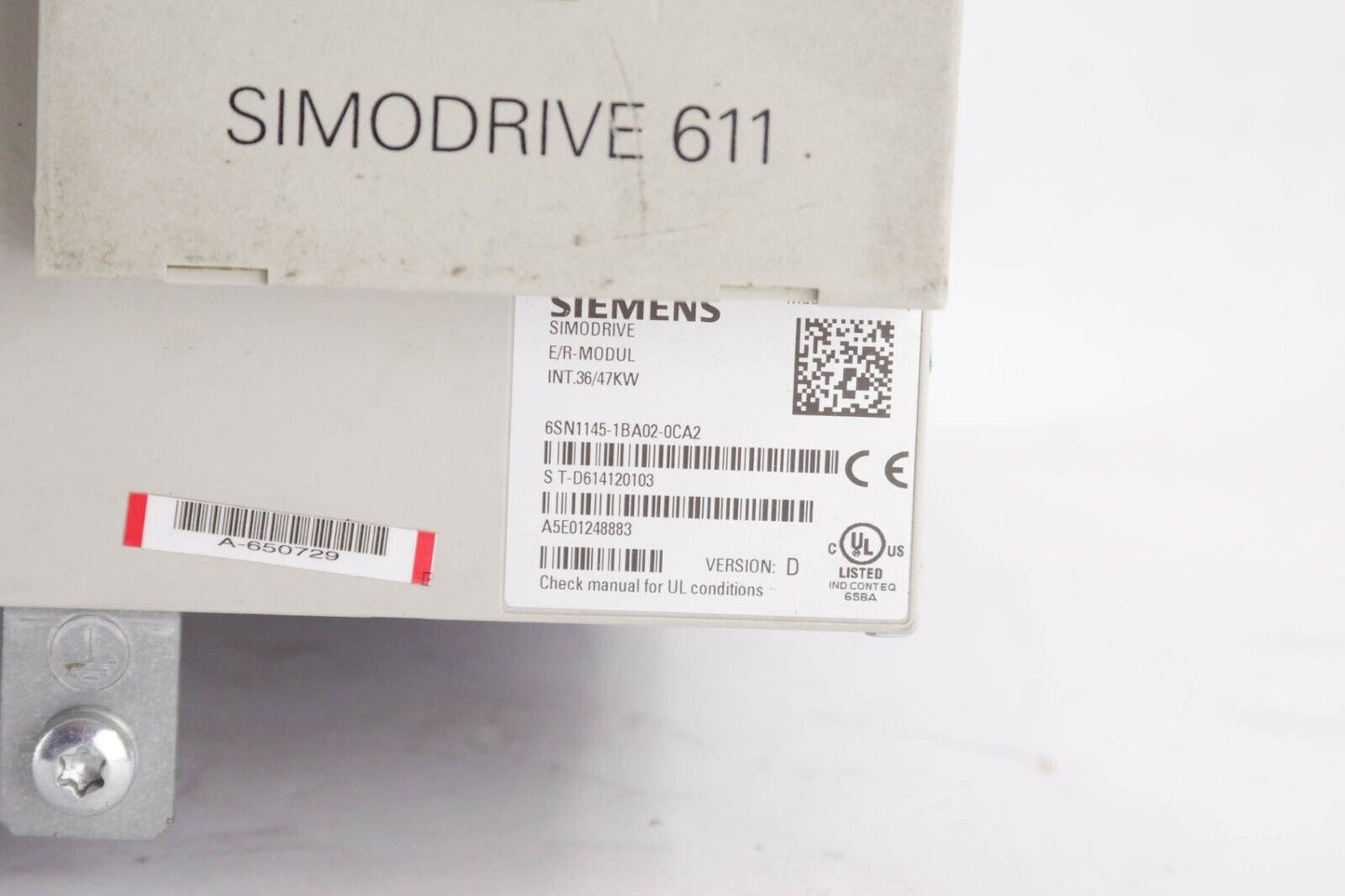 SIEMENS 6SN1145-1BA02-0CA2 / 6SN11451BA020CA2 Simodrive E/R-MODUL Ver D