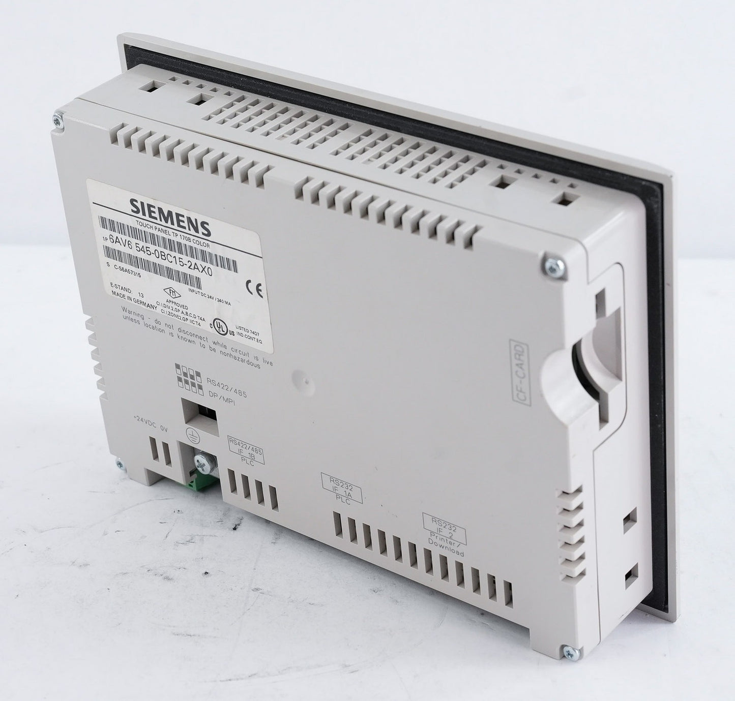 Siemens 6AV6545-0BC15-2AX0 Touch Panel TP 170B Color Display 24V