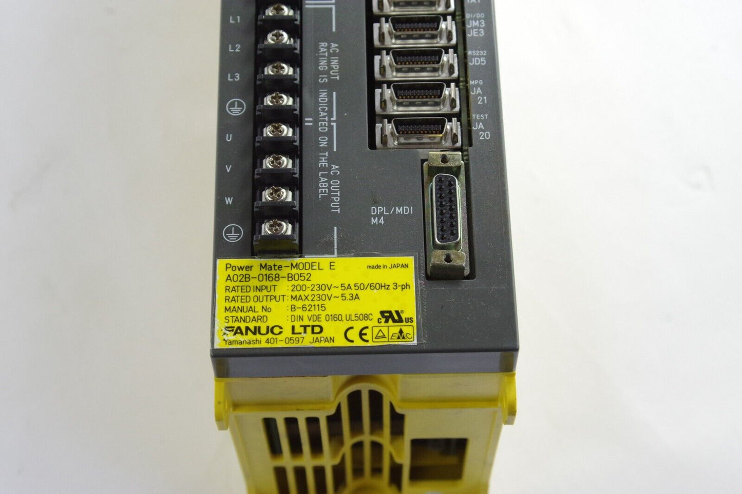 FANUC A02B-0168-B052 / A02B0168B052 Power Mate Model E 3-Phase Input 200-230V 5A