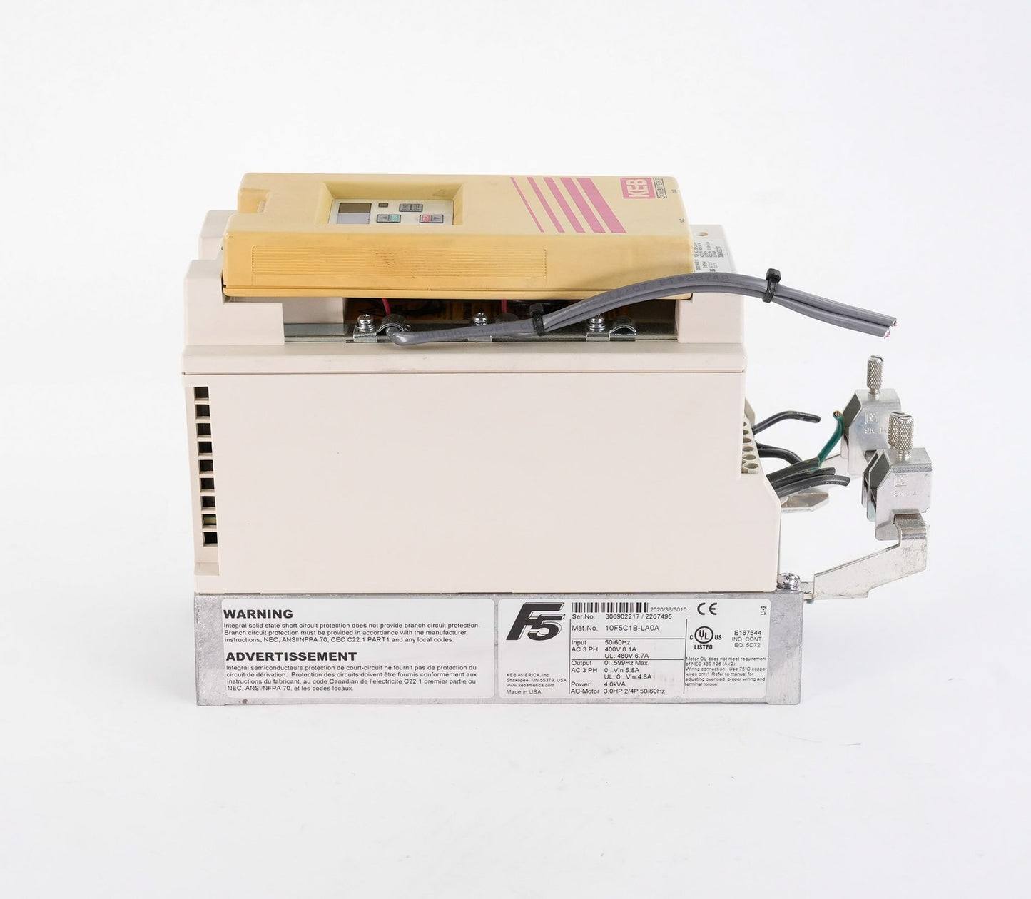 KEB Combivert 10F5C1B-LA0A AC Drive 480V 3-Phase 6.7A 10F5C1BLA0A