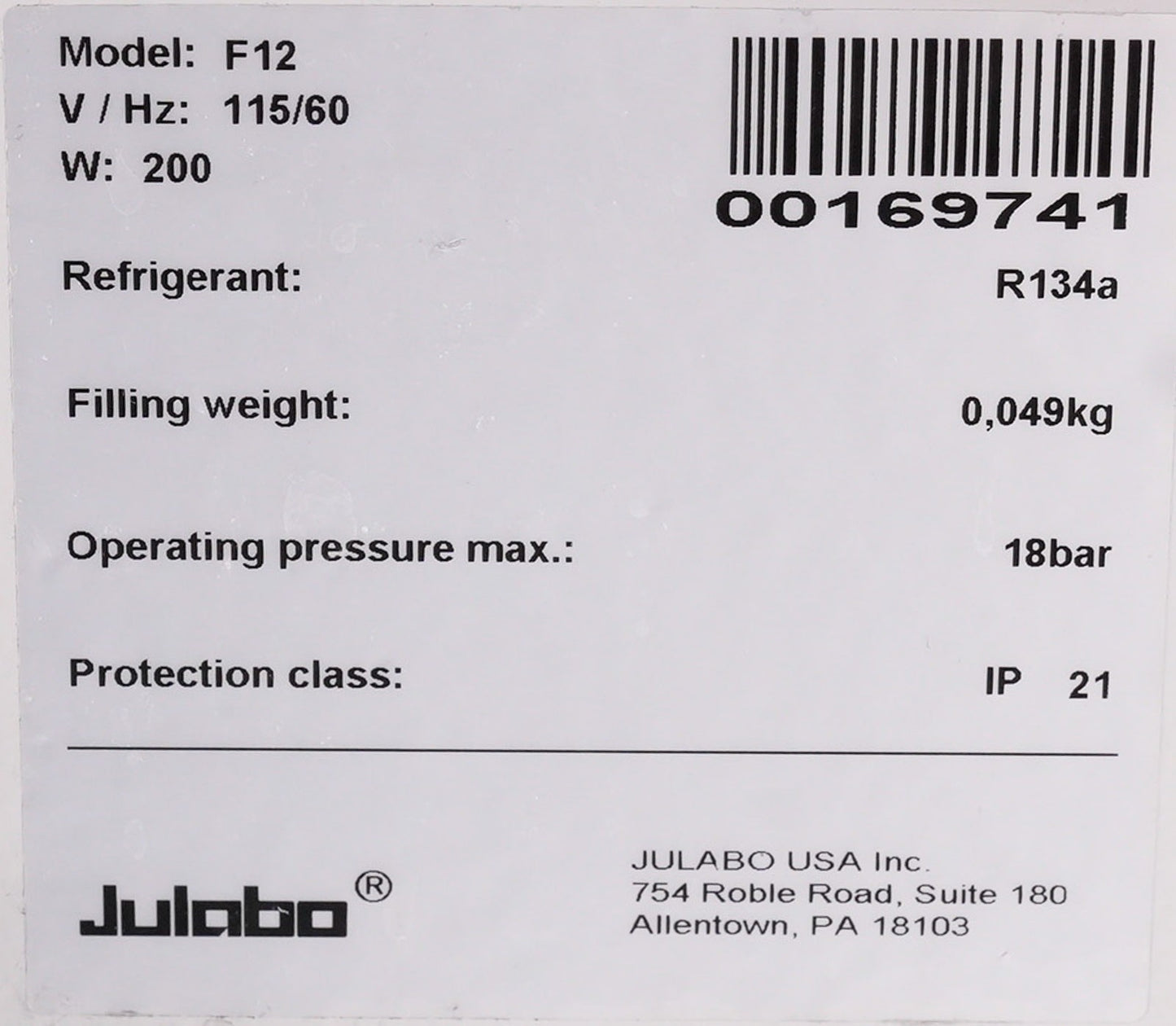 Julabo F12 Temperature Control System & Vacuubrand PC 101 NT Pump - For Parts