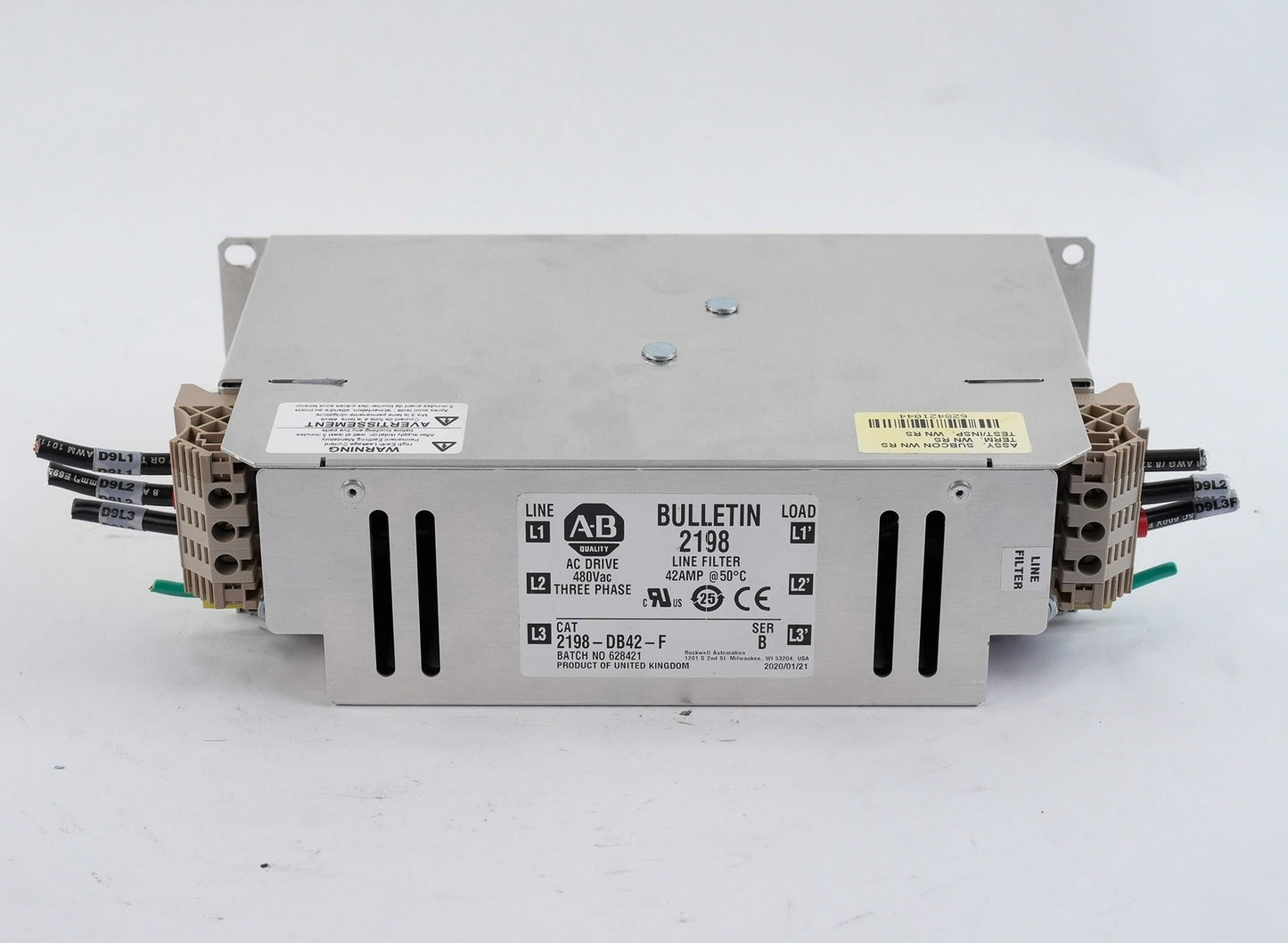 Allen Bradley 2198-DB42-F /B Bulletin 2198 Line Filter 42Amp 2198DB42F