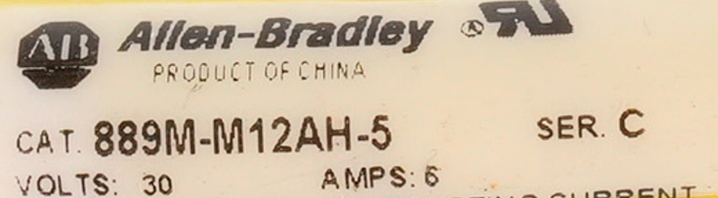Allen Bradley 889M-M12AH-5 /C Cable 12-Pin Male Straight 889MM12AH5 30V 6A
