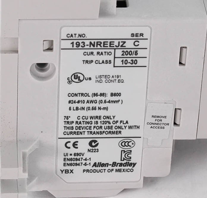 Allen Bradley 193-NREEJZ Ser C E1 Plus Electronic Overload Relay 1-5A 600V AC