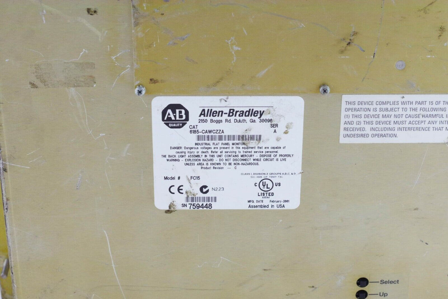 Allen Bradley 6185-CAWCZZA / 6185-CAWCZZA Industrial Flat Panel Monitor