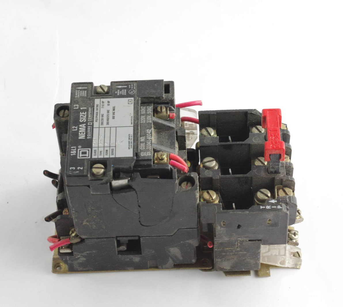 Square D 8536 S003 Nema Size 1 Starter 460 Volt @ 10 HP 120 Volt Coil