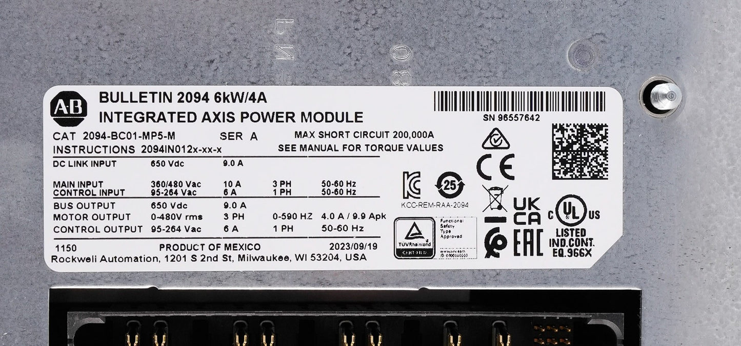 Allen Bradley 2094-BC01-MP5-M /A 480V 6kW Integrated Axis Module - Open Box