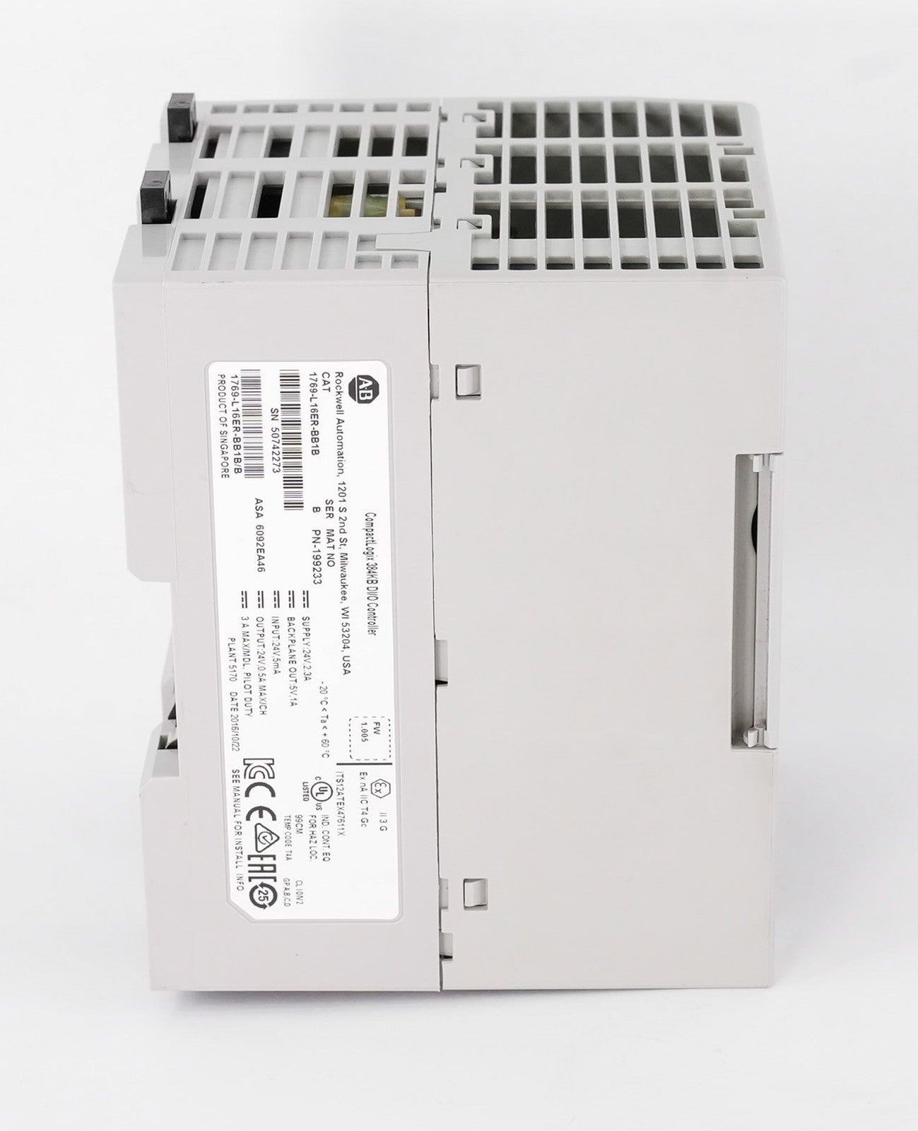 Allen Bradley 1769-L16ER-BB1B /B FW 1.005 CompactLogix 384kB DI/O Controller
