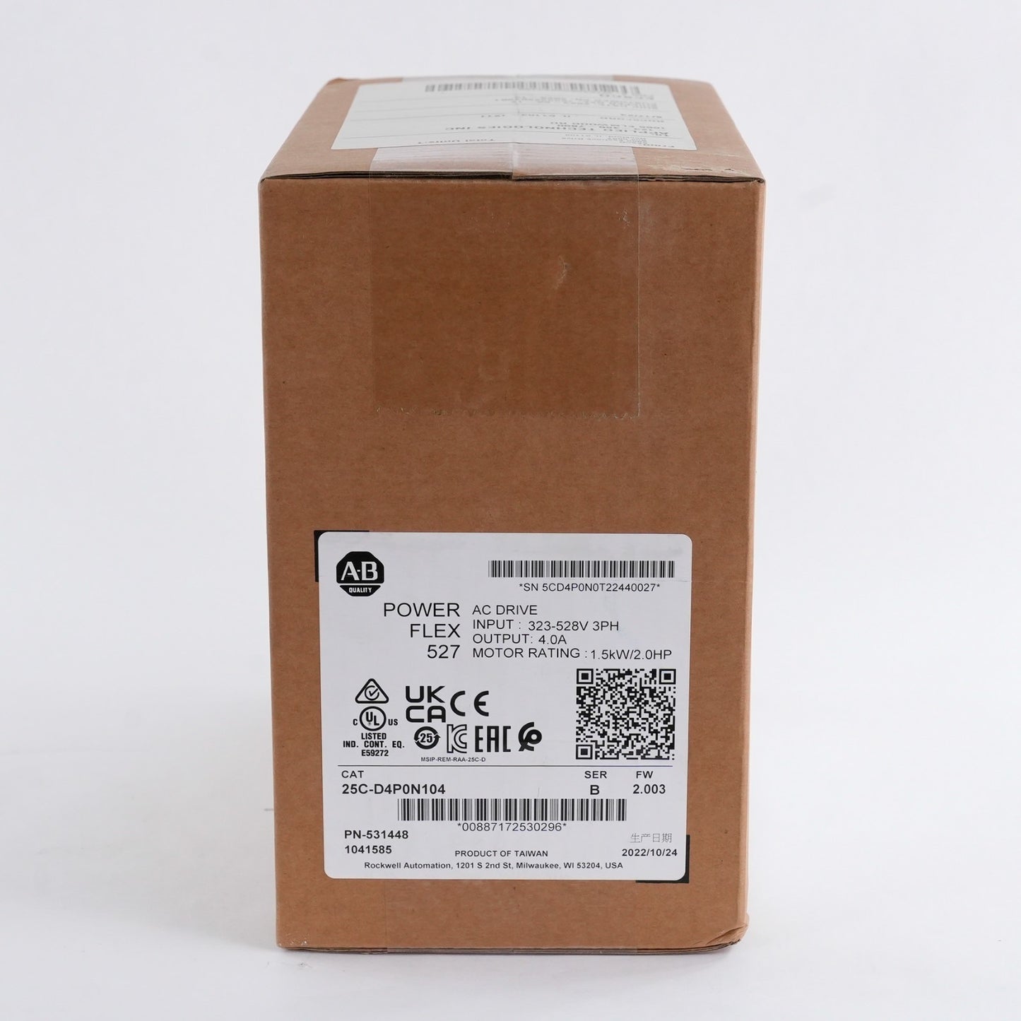Allen Bradley 25C-D4P0N104 /B PowerFlex 527 AC Drive - Sealed Surplus