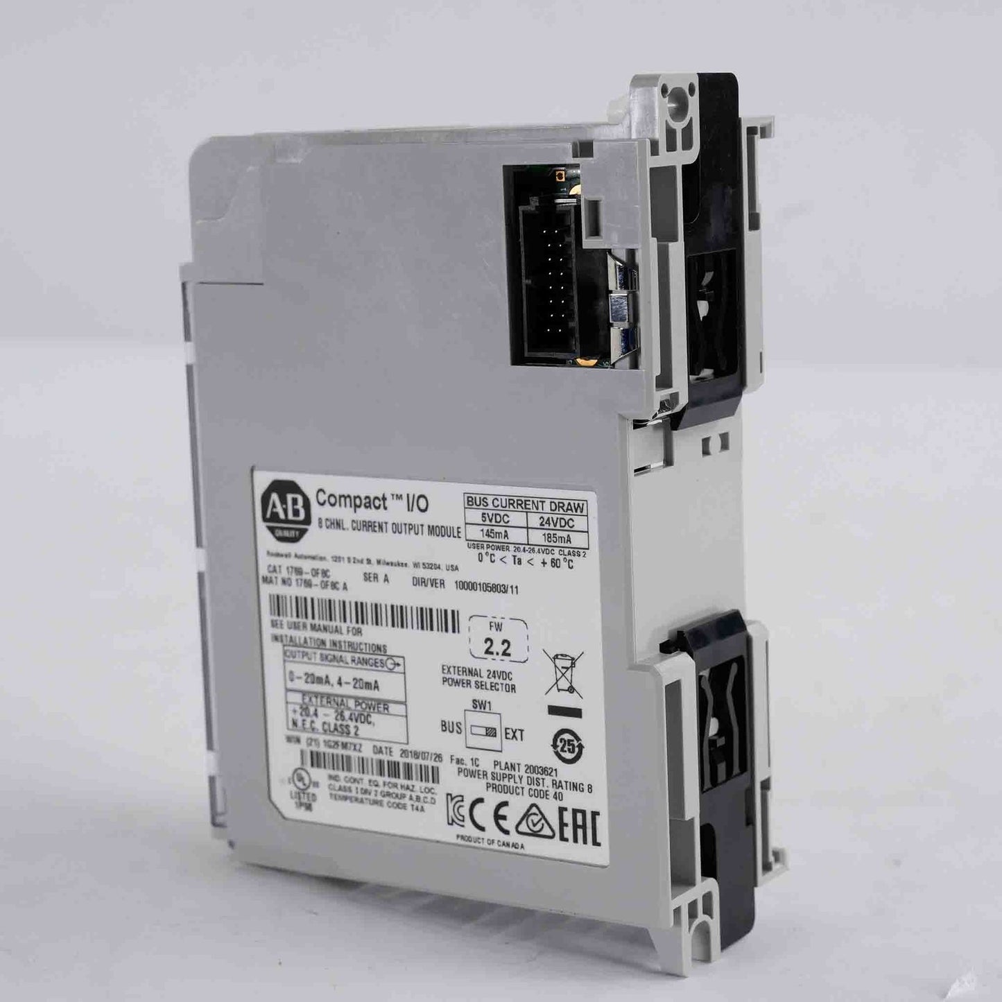 Allen Bradley 1769-OF8C /A CompactLogix 8-Ch Current Output Module 1769OF8C