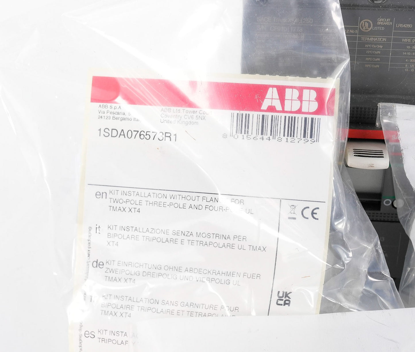 ABB SACE Tmax XT4H 250 Circuit Breaker 1SDA080080R1 XT4HU3150AFF000XXX 3p F F UL