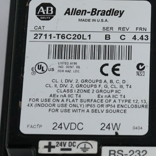 Allen Bradley 2711-T6C20L1 /B PanelView 600 ENet/Touch Terminal - Refurbished