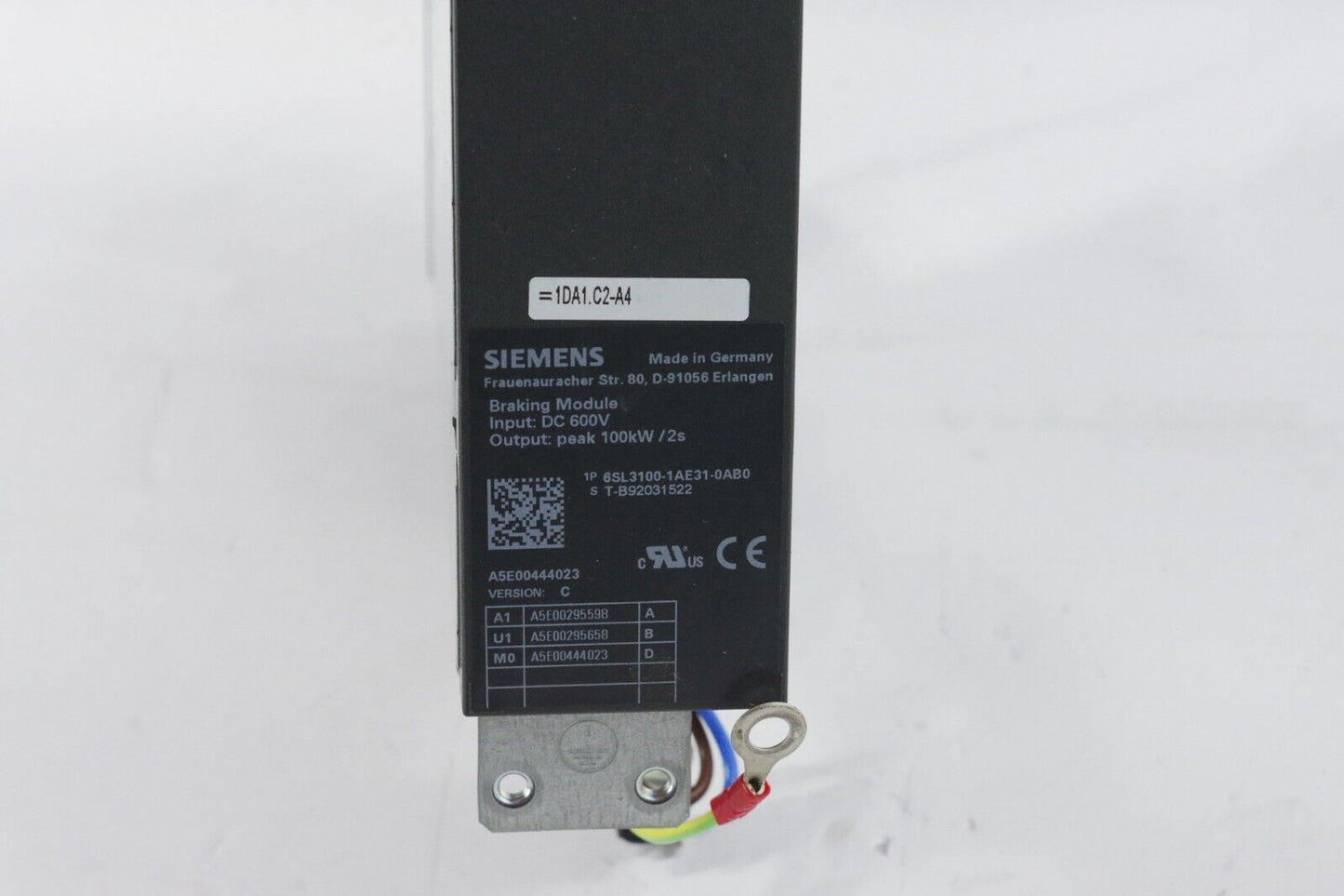 Siemens 6SL3100-1AE31-0AB0 SINAMICS Braking Module Version C