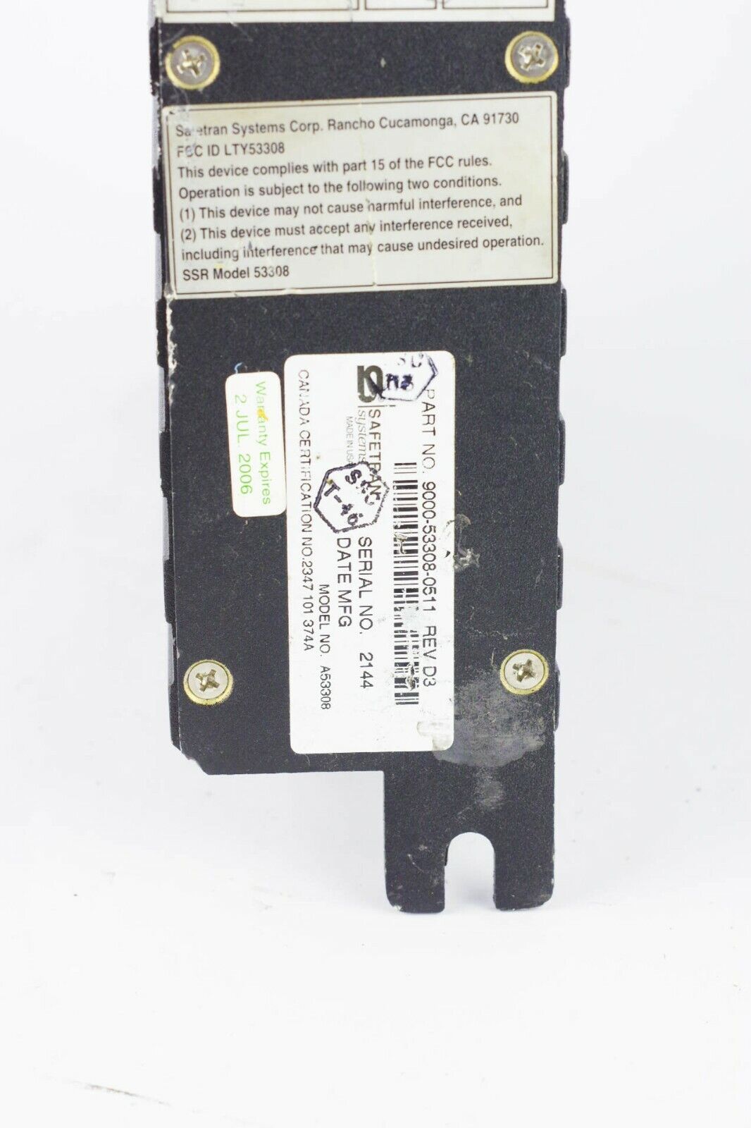 Safetran Systems Corp A53308 Part No. 9000-53308-0511 / Siemens Spectrum Radio