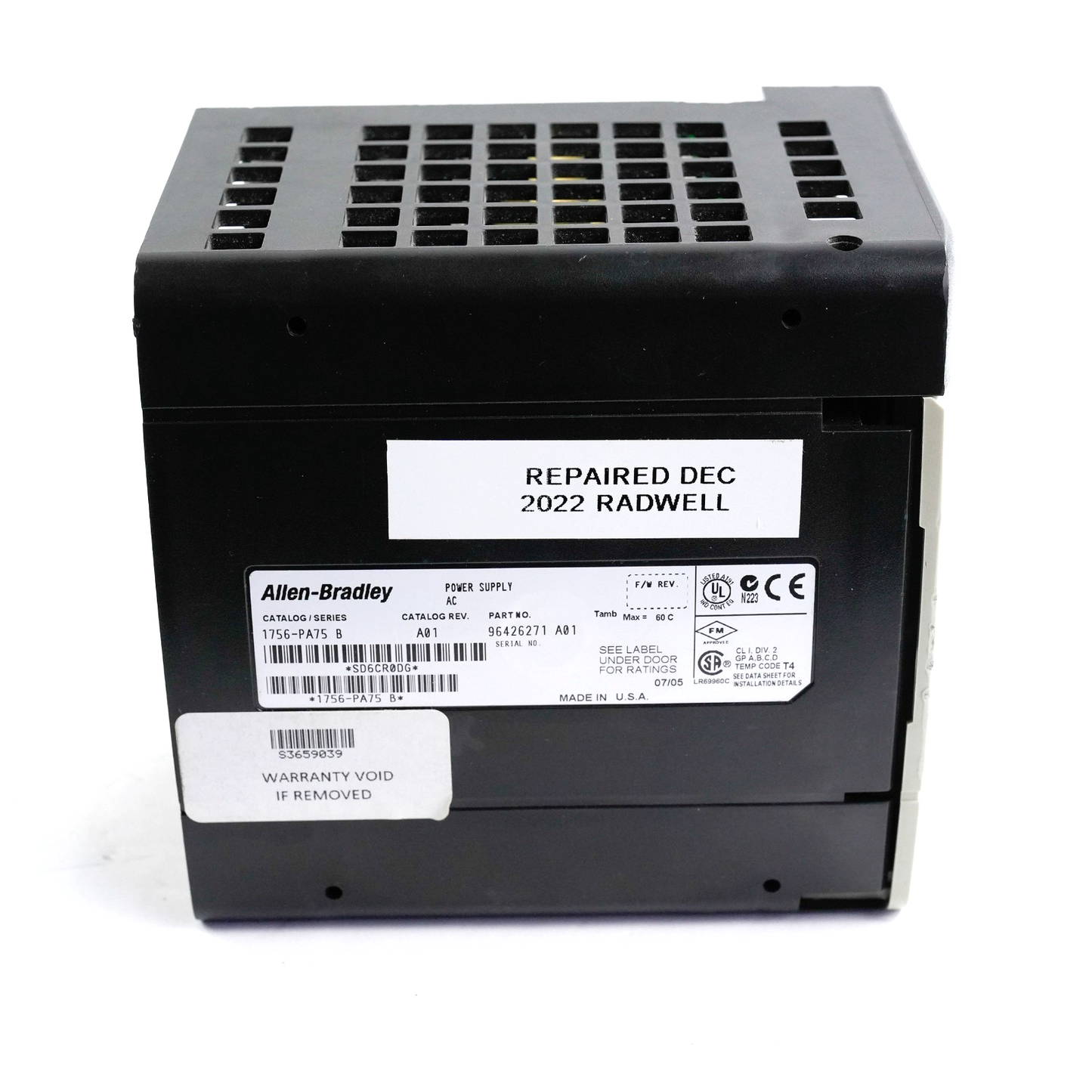 Allen Bradley 1756-PA75 /B Controllogix AC Power Supply 1756PA75