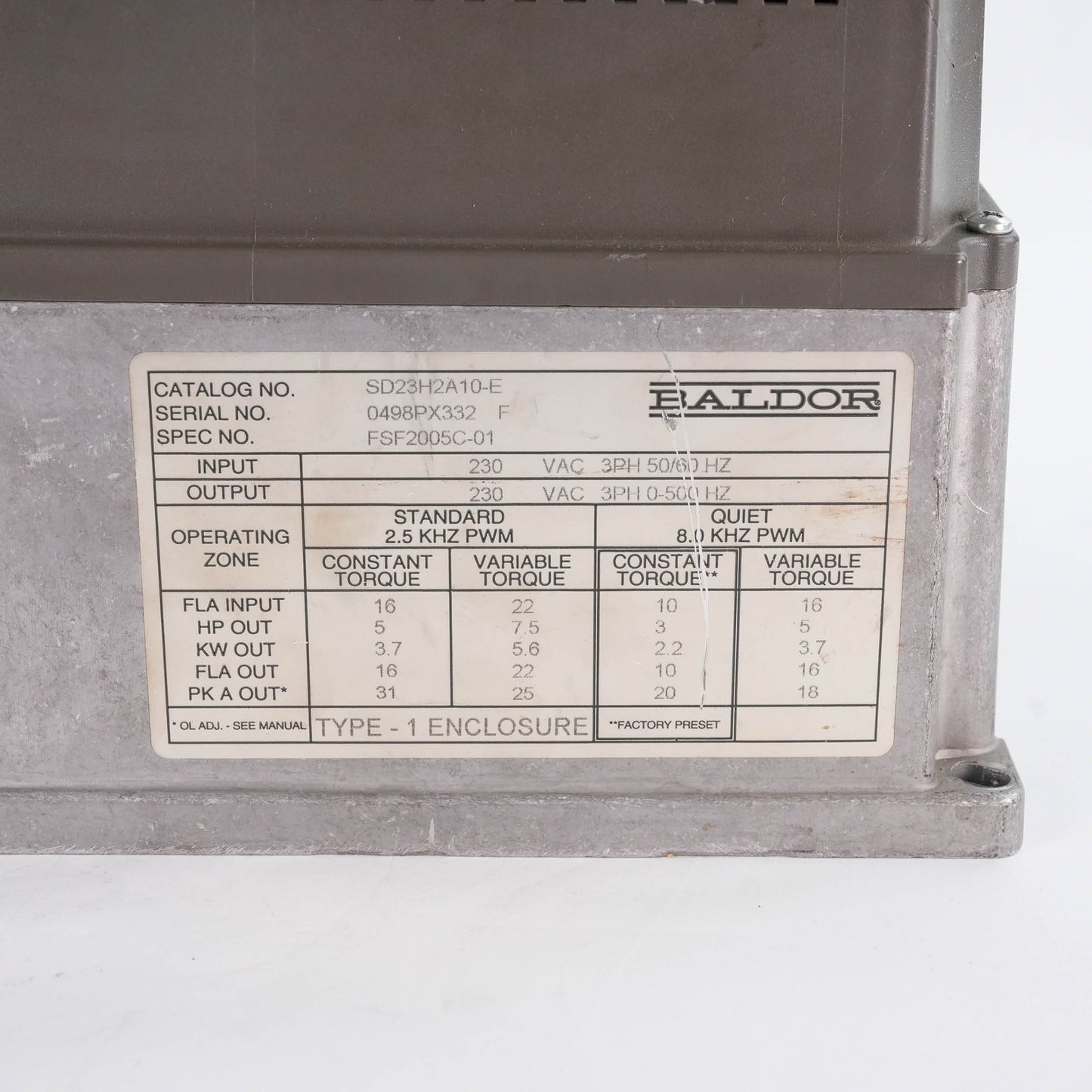 Baldor SD23H2A10-E Series 23H Servo Drive 230V 10A SD23H2A10E (plastics damage)