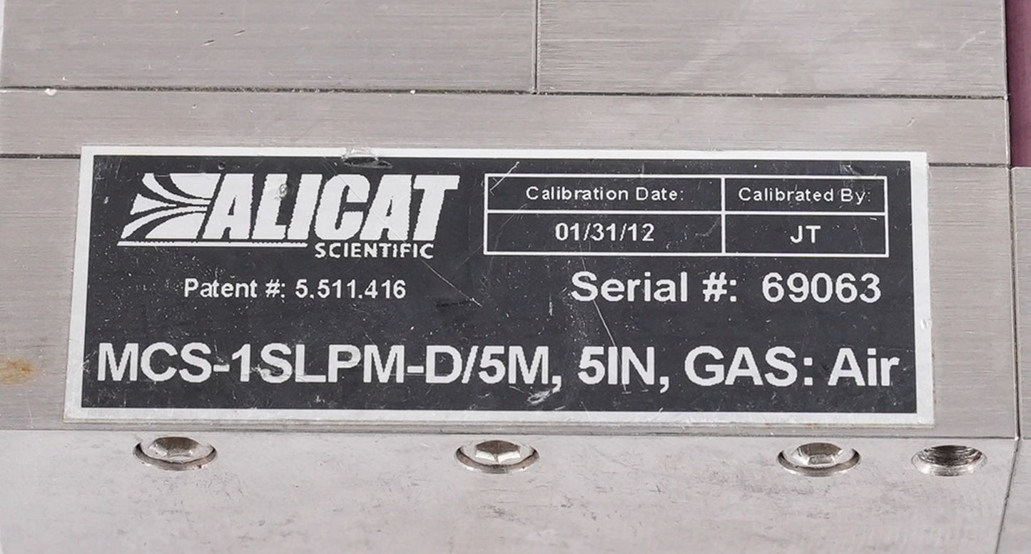 Alicat Scientific MCS-1SLPM-D/5M Mass Flow Controller 5" w/ Display MCS1SLPMD5M