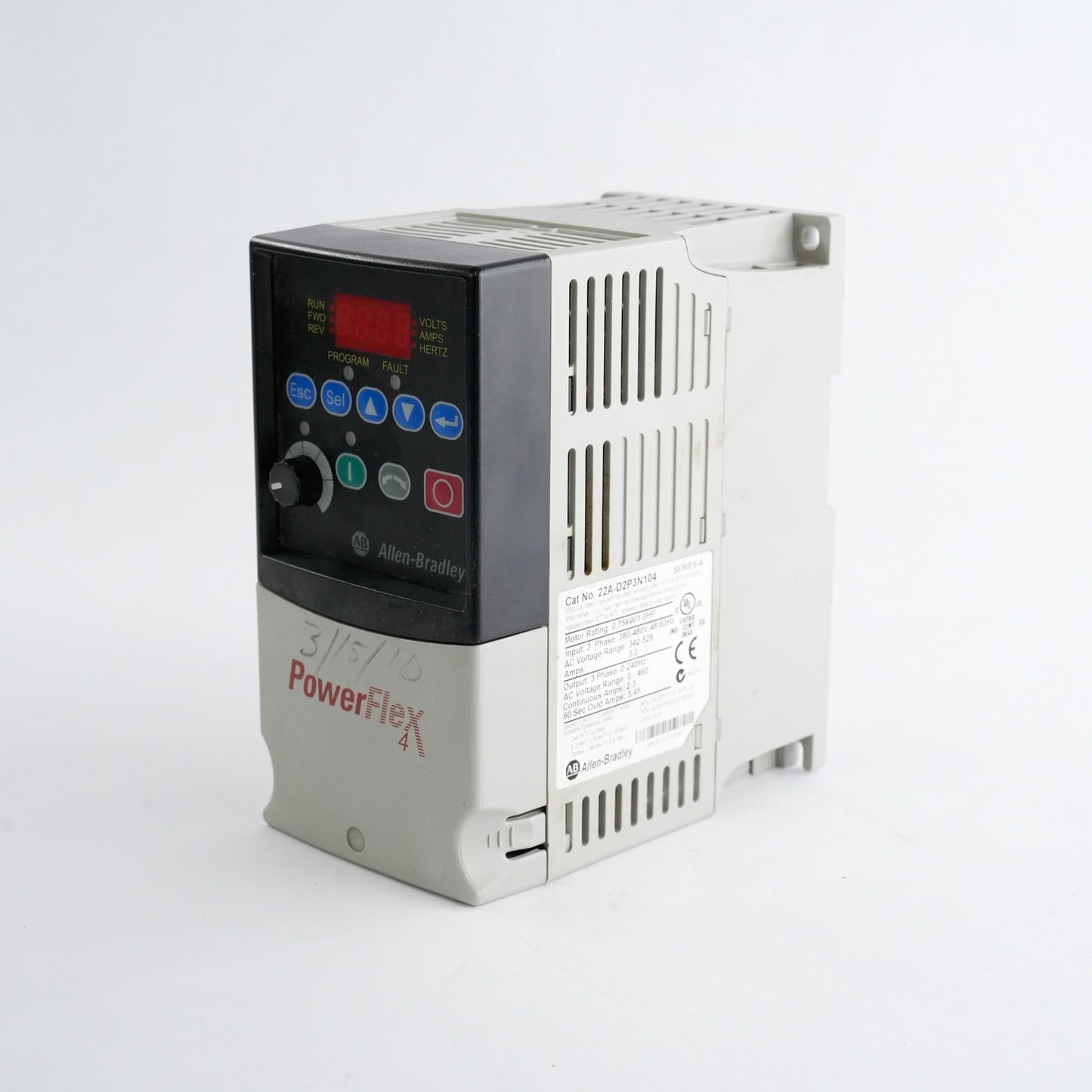 Allen Bradley 22A-D2P3N104 /A PowerFlex AC Drive 0.75kW/1.0HP 3-Ph 22AD2P3N104