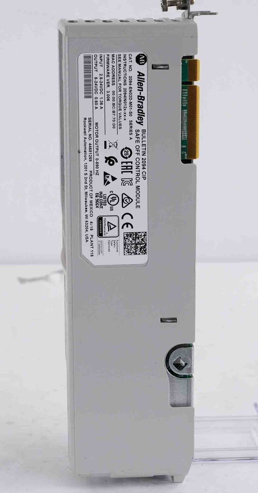 Allen Bradley 2094-EN02D-M01-S0 /A Kinetix 6500 Safe Off Module - Remanufactured