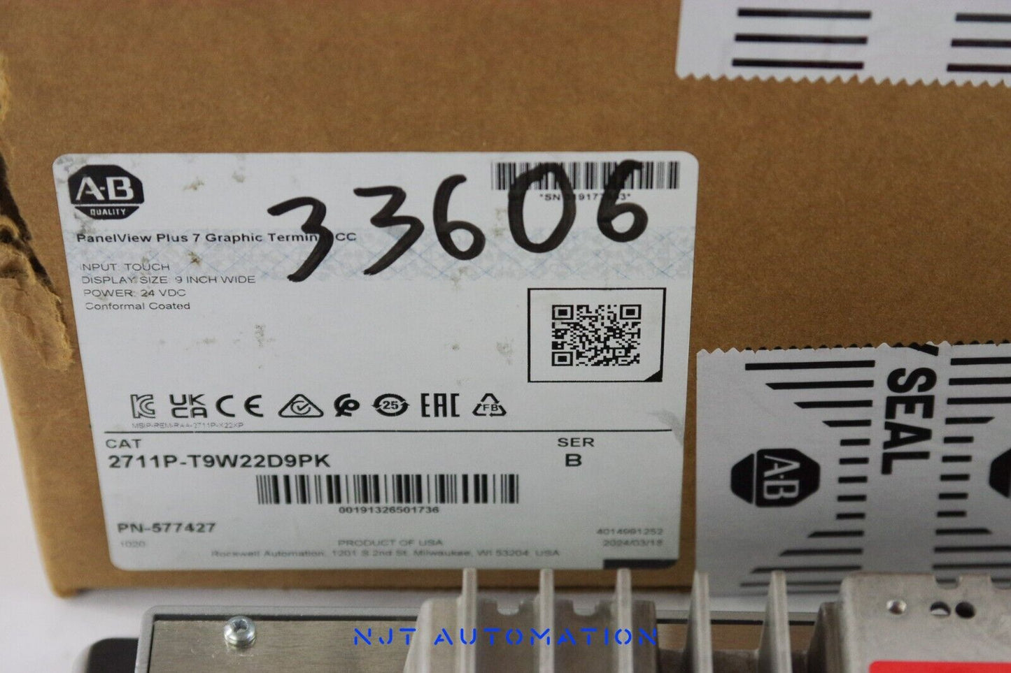 2024 ALLEN BRADLEY 2711P-T9W22D9PK /B PANELVIEW PLUS 7 Series B - Open Box