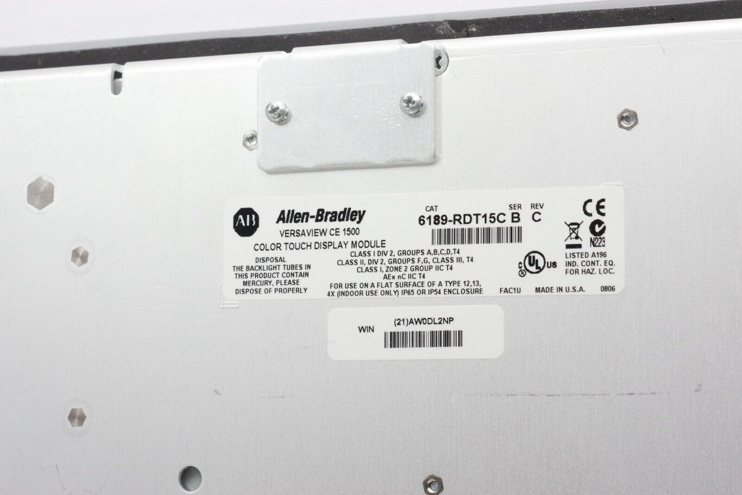 Allen Bradley 6189-RDT15C Ser B Rev C Versaview CE 1500 - Installed