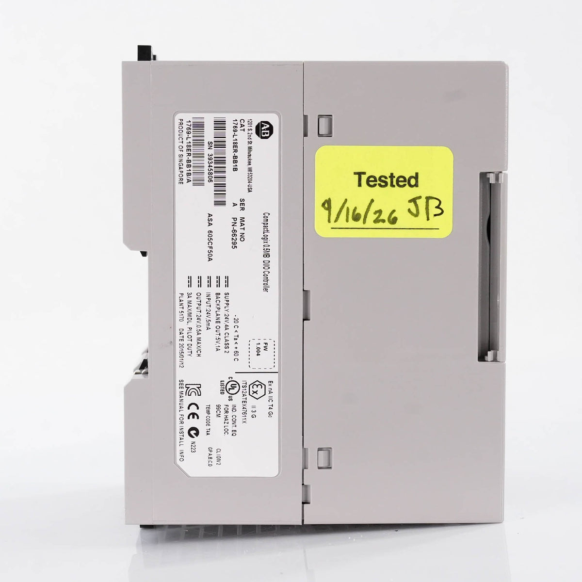 Allen Bradley 1769-L18ER-BB1B /A CompactLogix 5370 L1 Controller 24VDC Ser A