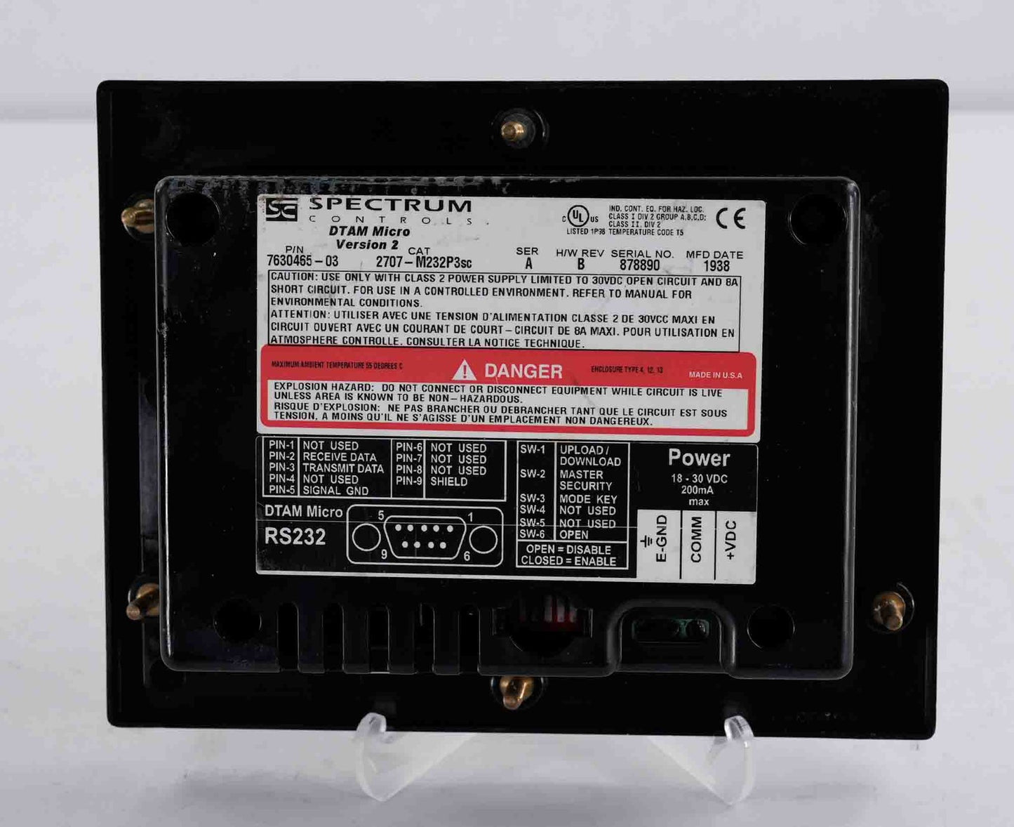 Spectrum Controls 2707-M232P3SC /A DTAM Micro Version 2 Display 2707M232P3SC