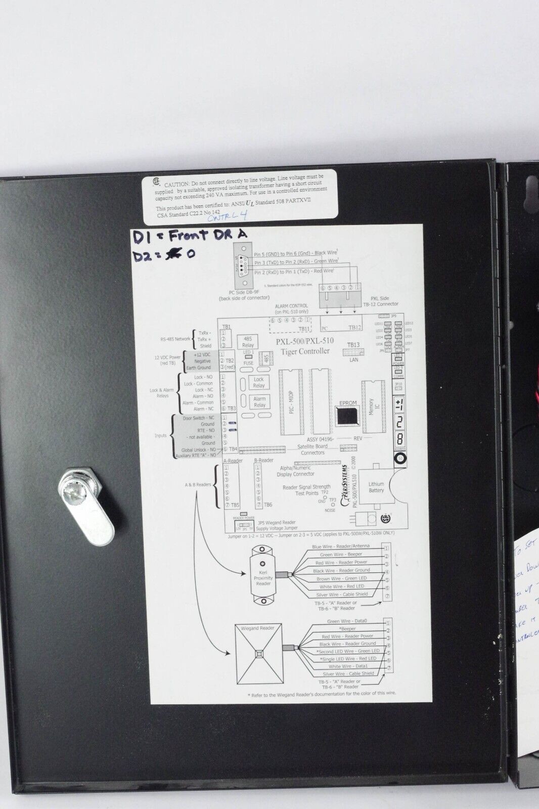 Keri Systems PXL-500/PXL-510 Tiger II Controller  PXL-500P-1 Enclosure W/ SB-5XX